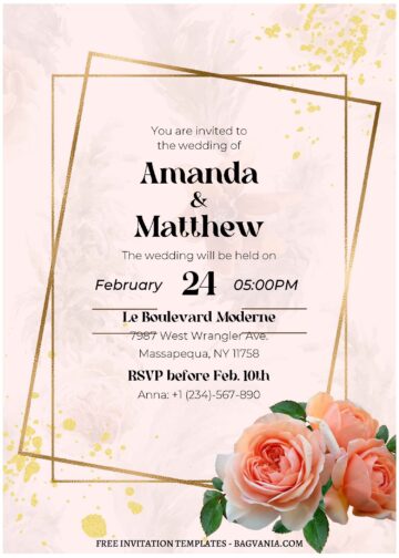 (Free Editable PDF) Geometric Frame Floral Wedding Invitation Templates ...