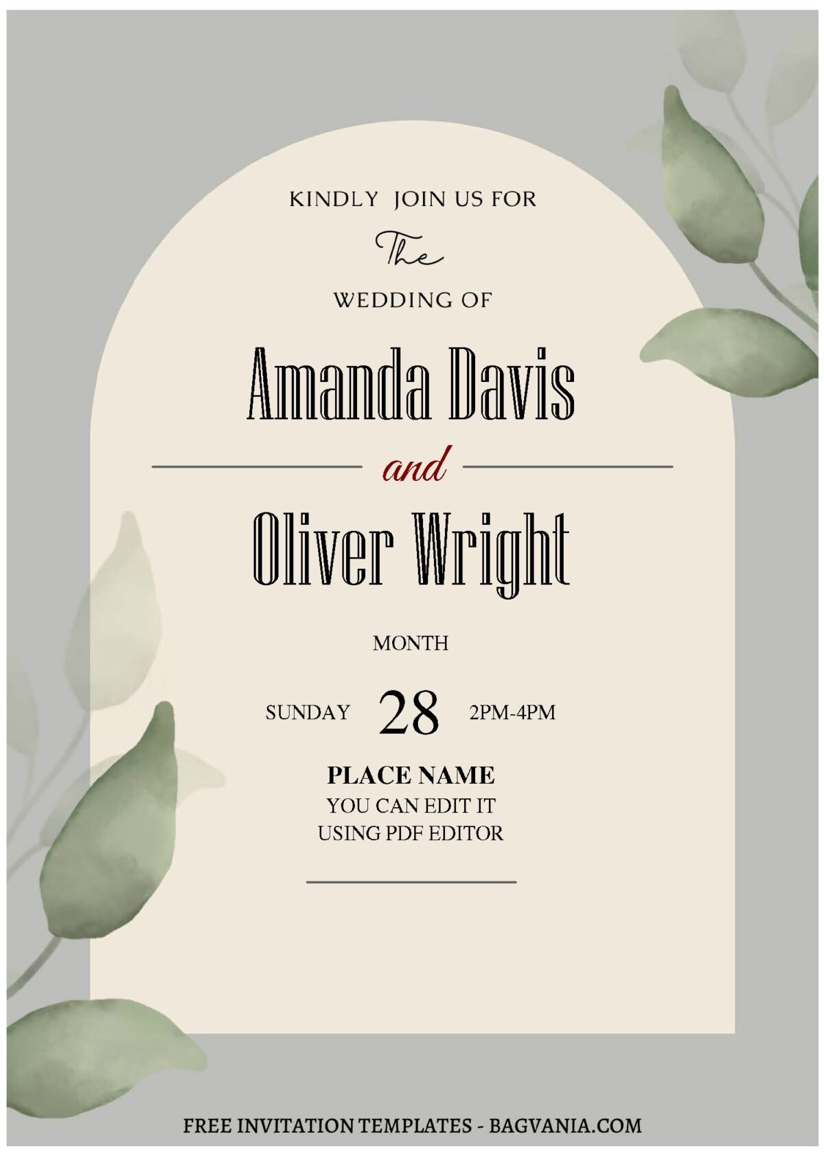 (Free Editable PDF) Classy Watercolor Eucalyptus Wedding Invitation Templates with greenery foliage