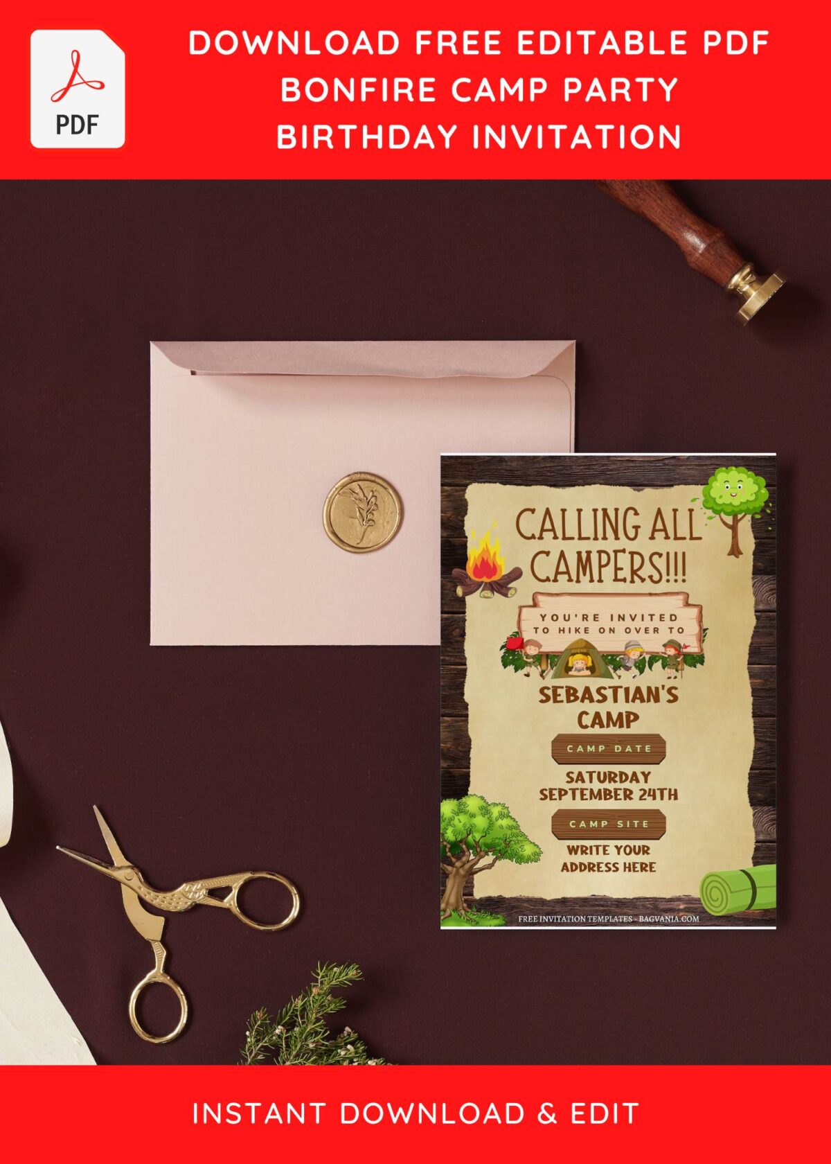 (Free Editable PDF) Camping Kids Birthday Invitation Templates with catchy design