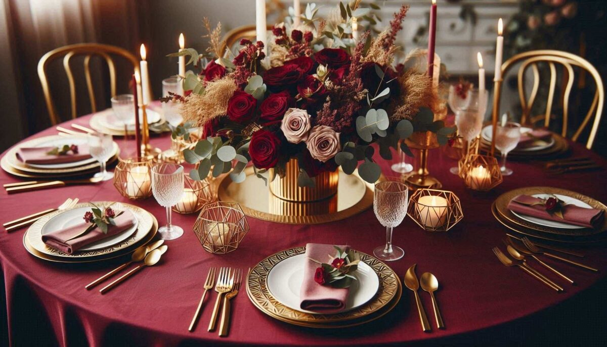 floral on gold vase centerpiece