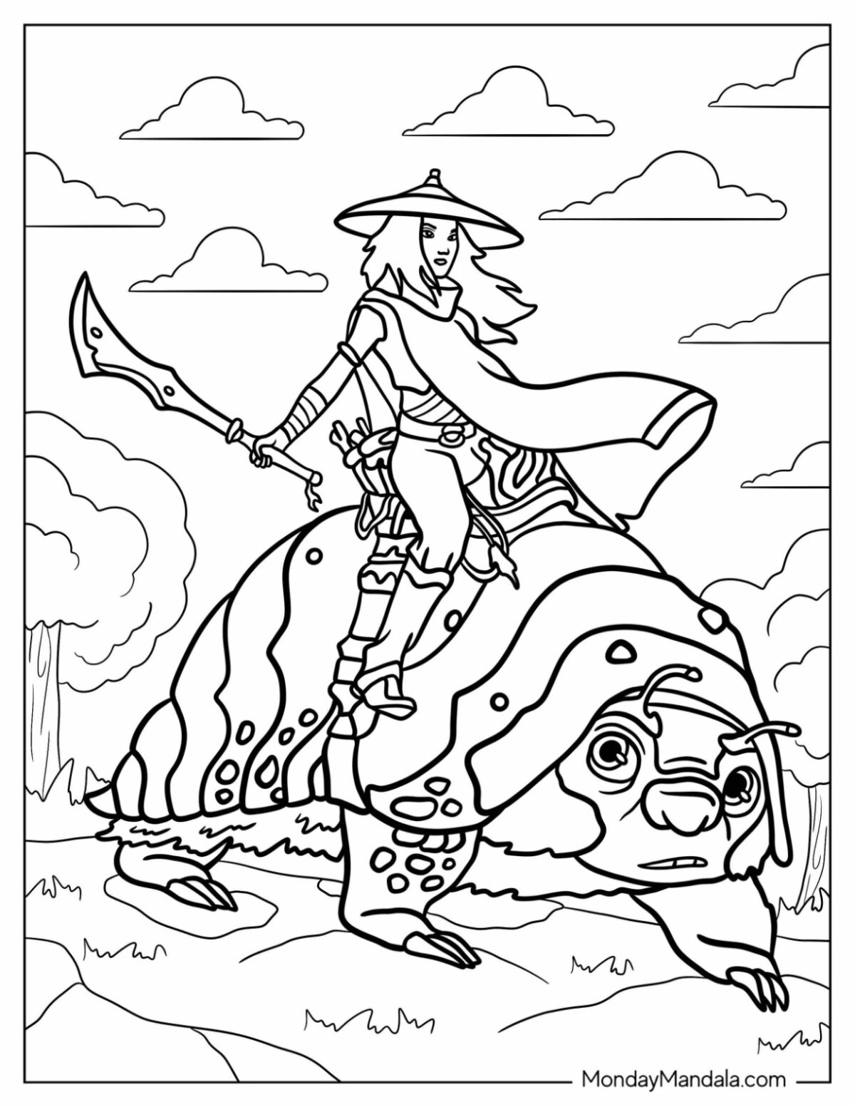 Raya & Tuk Tuk the Armadillo Coloring Pages Templates