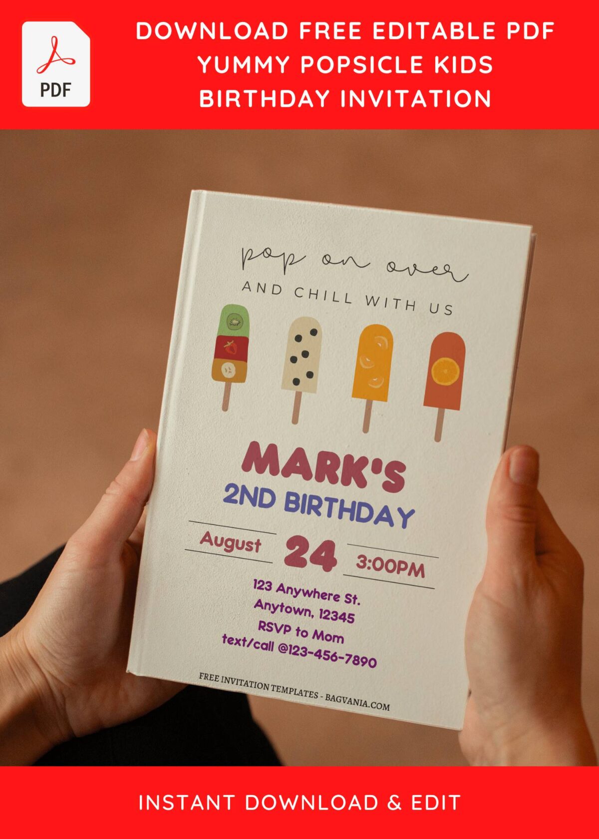 (Free Editable PDF) Cute Popsicle Pinata Birthday Invitation Templates E