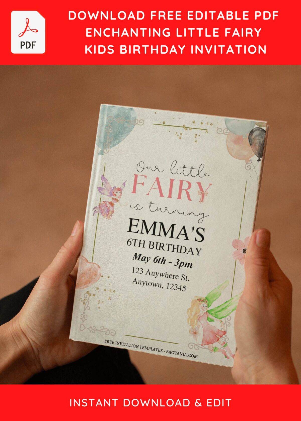 (Free Editable PDF) Magical Fairyland Birthday Invitation Templates E