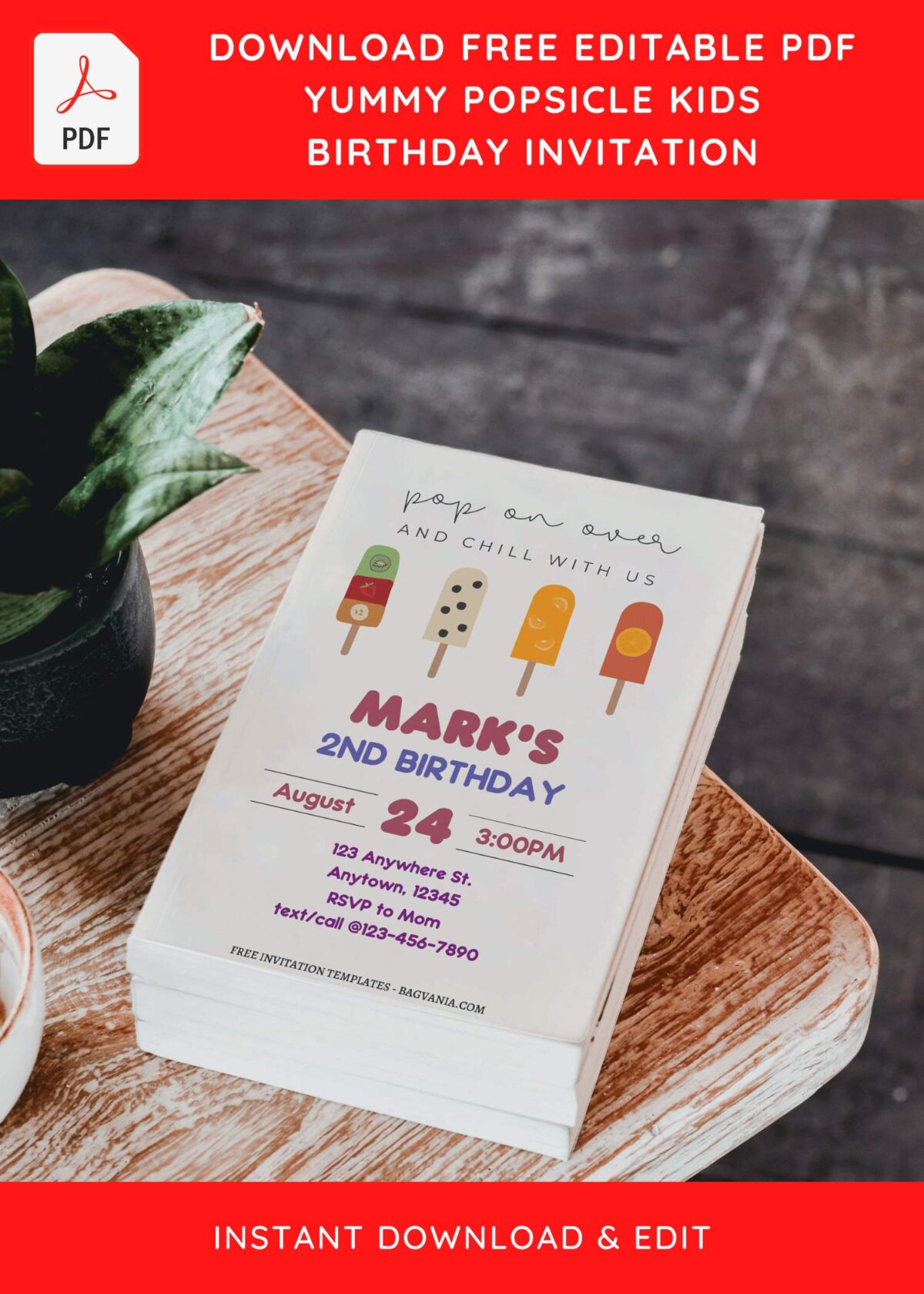(Free Editable PDF) Cute Popsicle Pinata Birthday Invitation Templates D