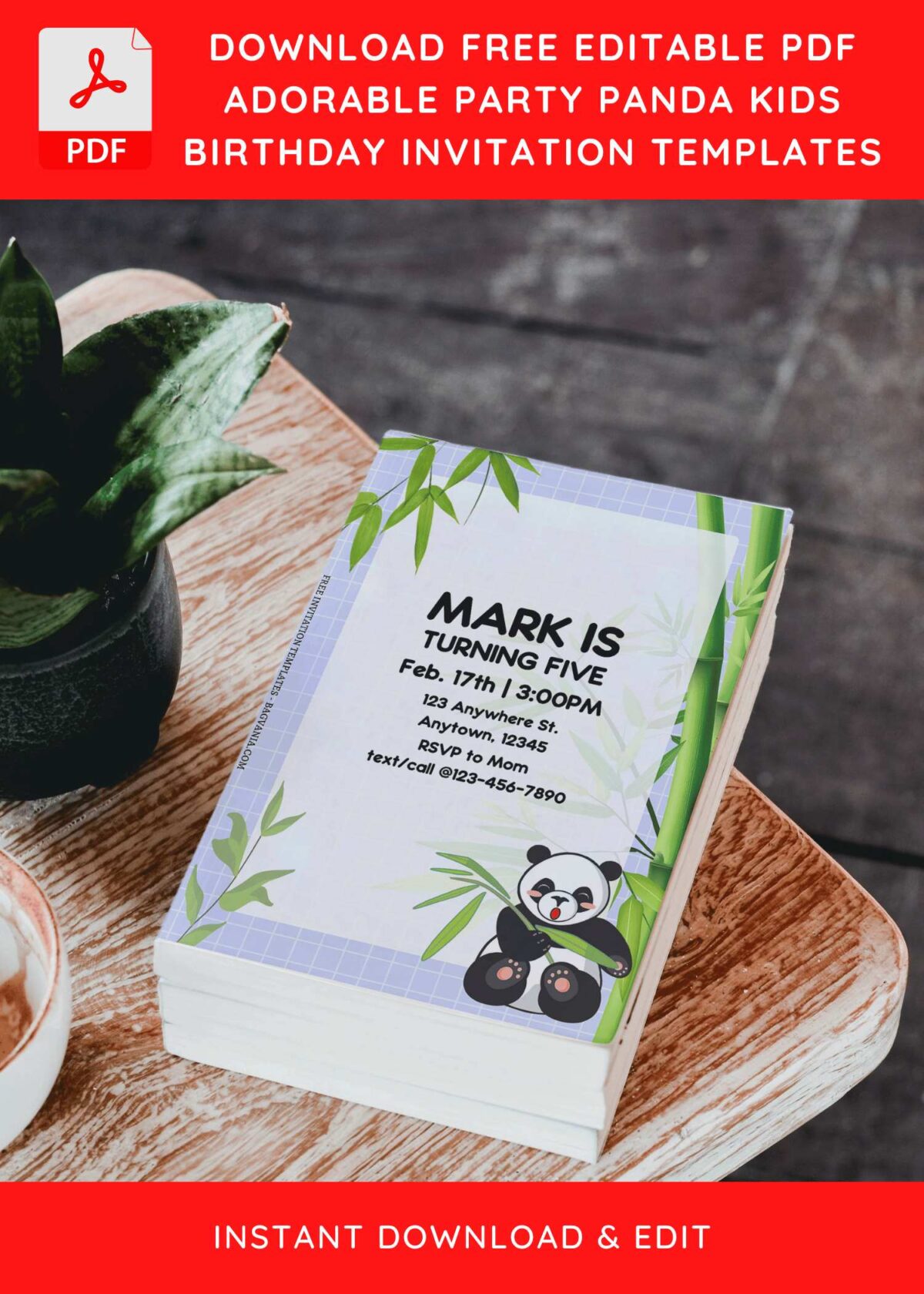 (Free Editable PDF) Playful Baby Panda Birthday Invitation Templates D