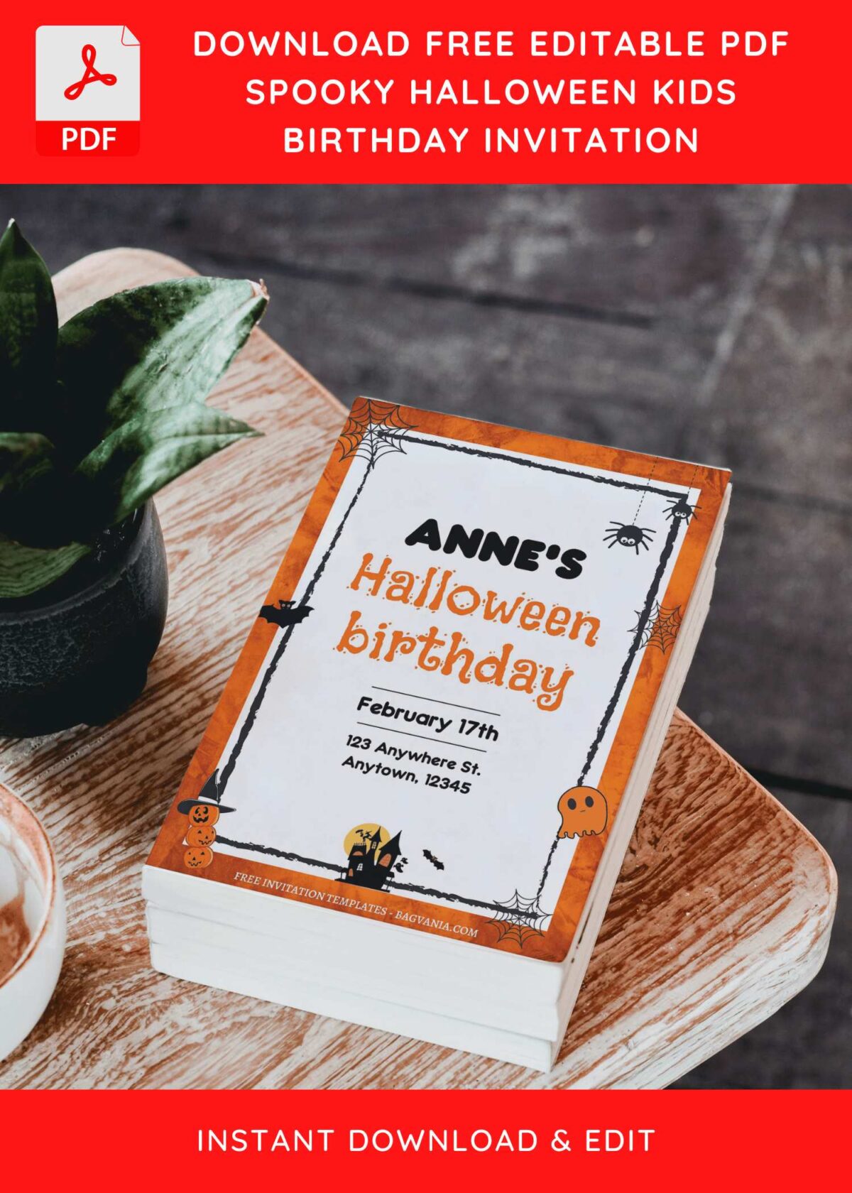 (Free Editable PDF) Spooky Halloween Kids Birthday Invitation Templates D