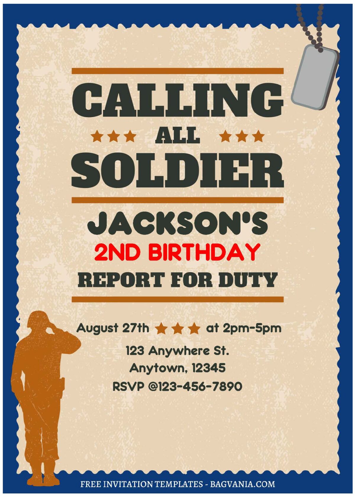 (Free Editable PDF) Calling All Soldiers Army Birthday Invitation Templates C