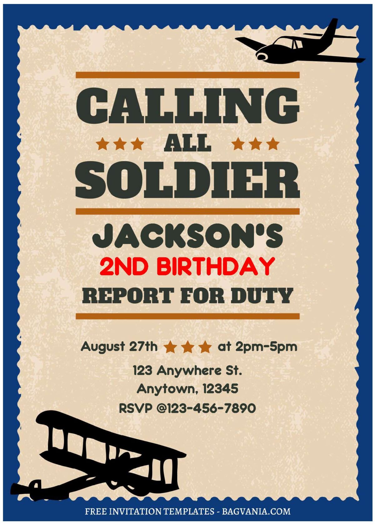(Free Editable PDF) Calling All Soldiers Army Birthday Invitation Templates A