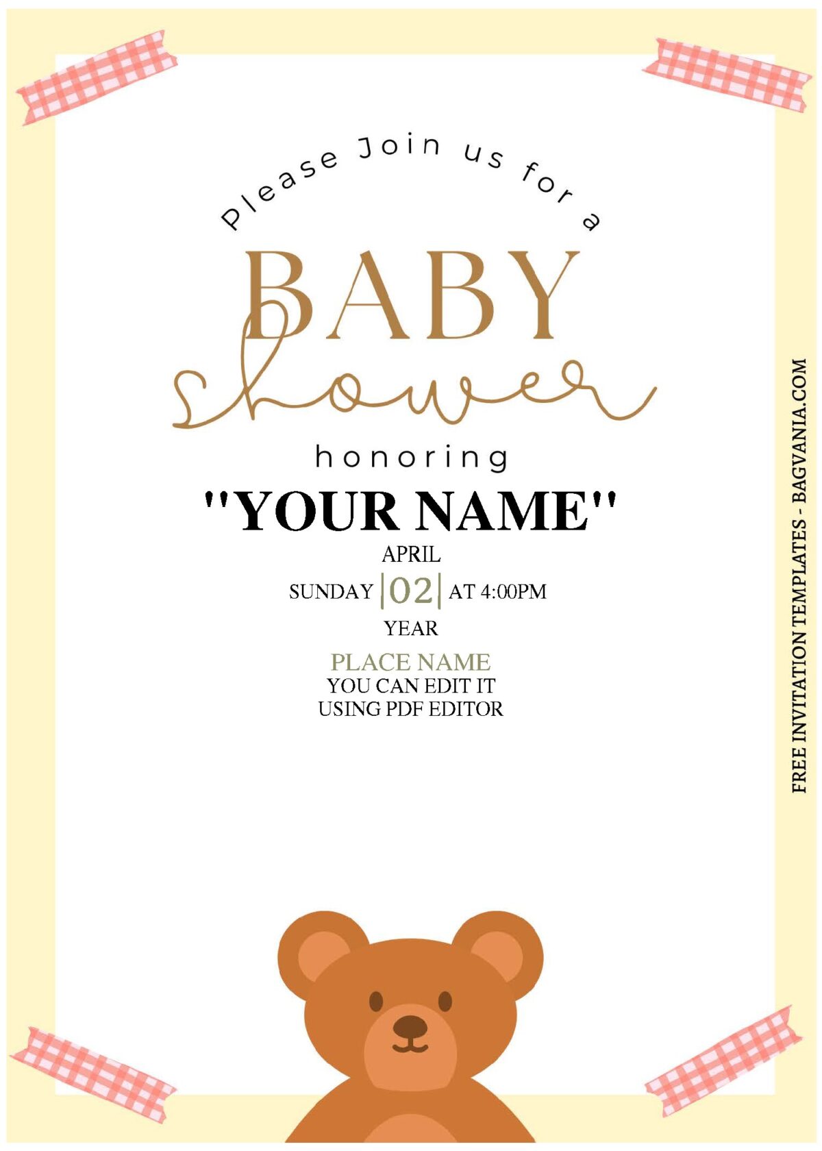(Free Editable PDF) Watercolor Bear Picnic Birthday Invitation Templates C