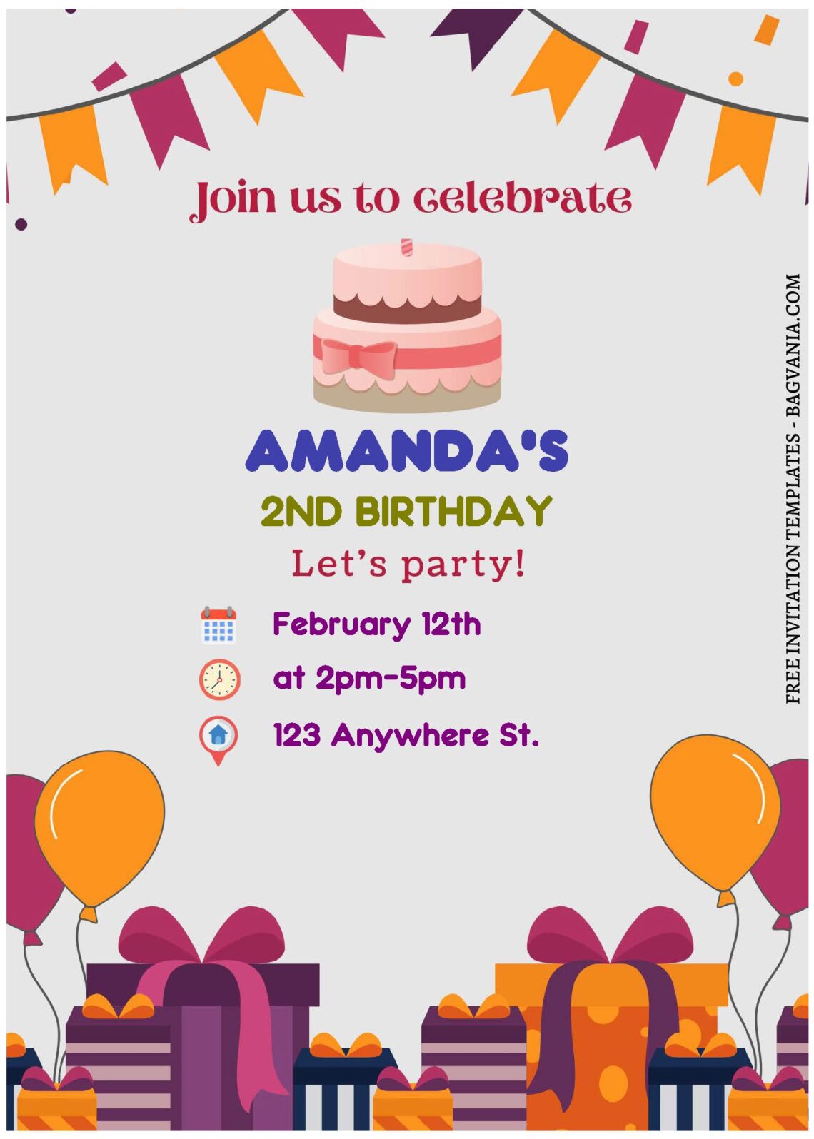 (Free Editable PDF) Simply Cute & Fun Kids Birthday Invitation ...