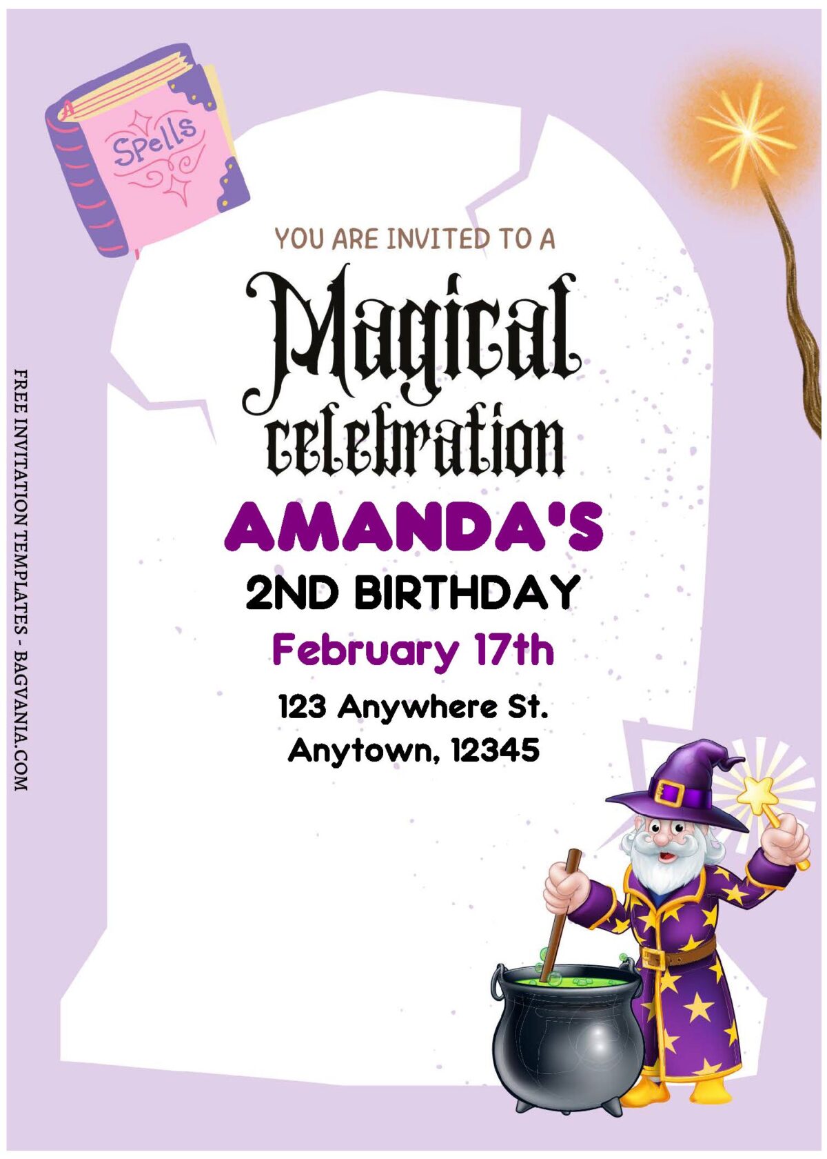 (Free Editable PDF) Halloween Little Witch Birthday Invitation Templates A
