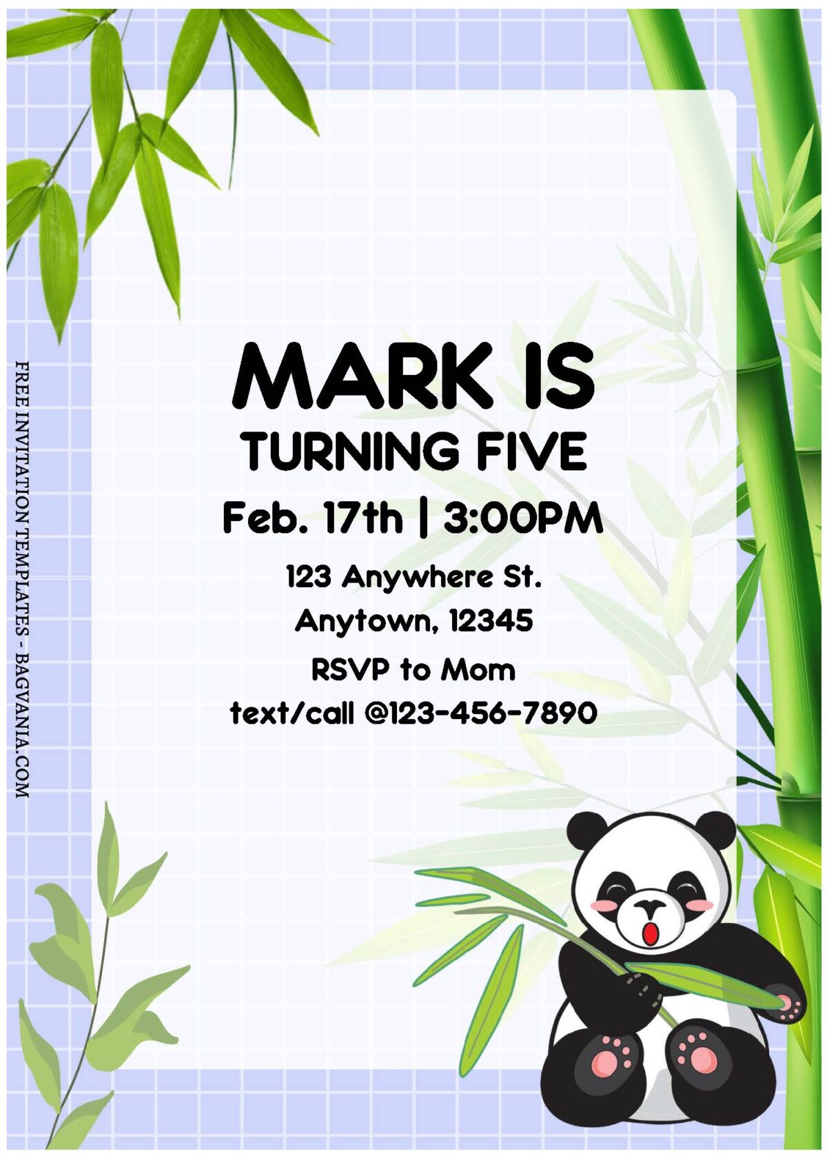 (Free Editable PDF) Playful Baby Panda Birthday Invitation Templates B