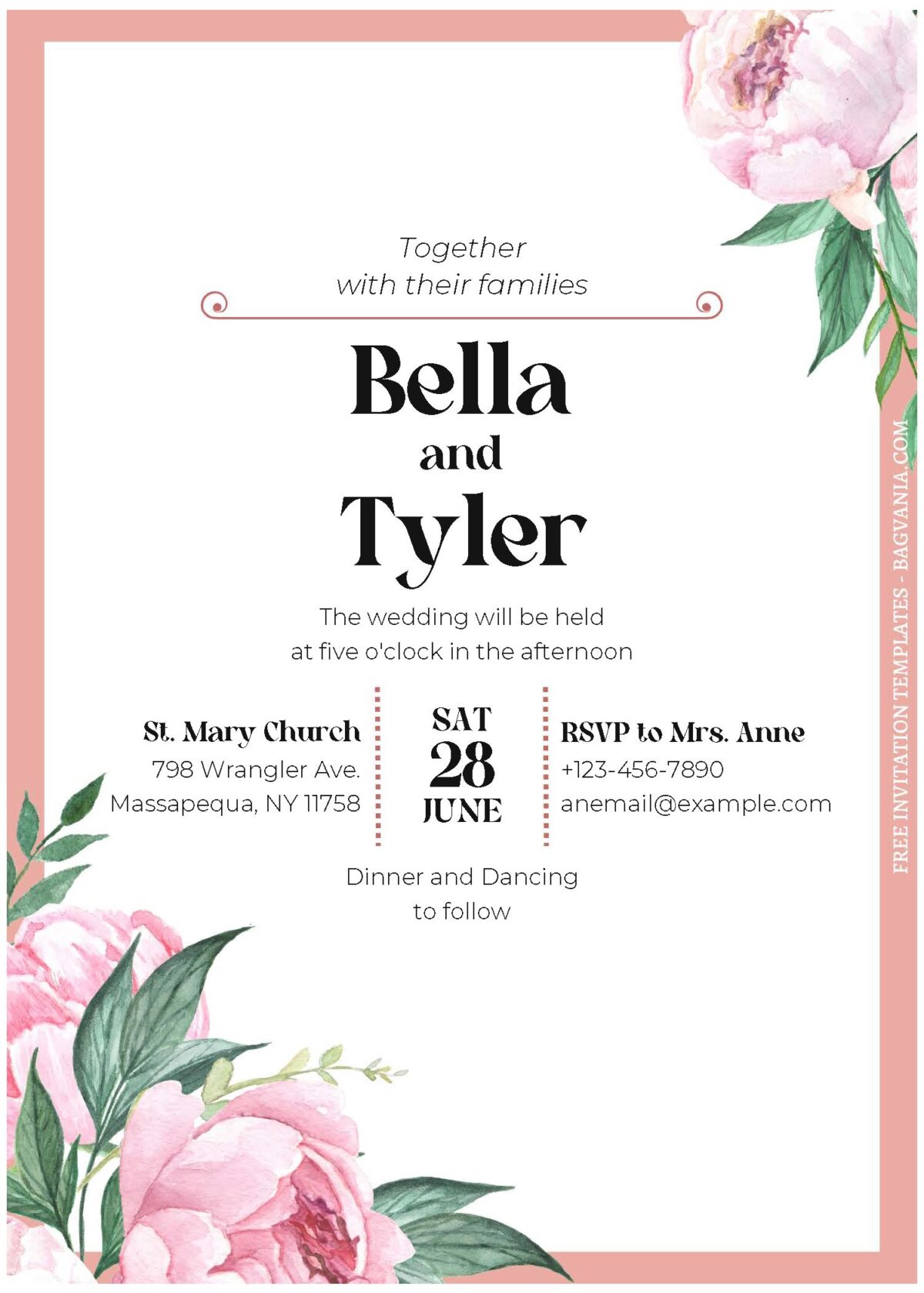(Free Editable PDF) Blossoming Peony Wedding Invitation Templates