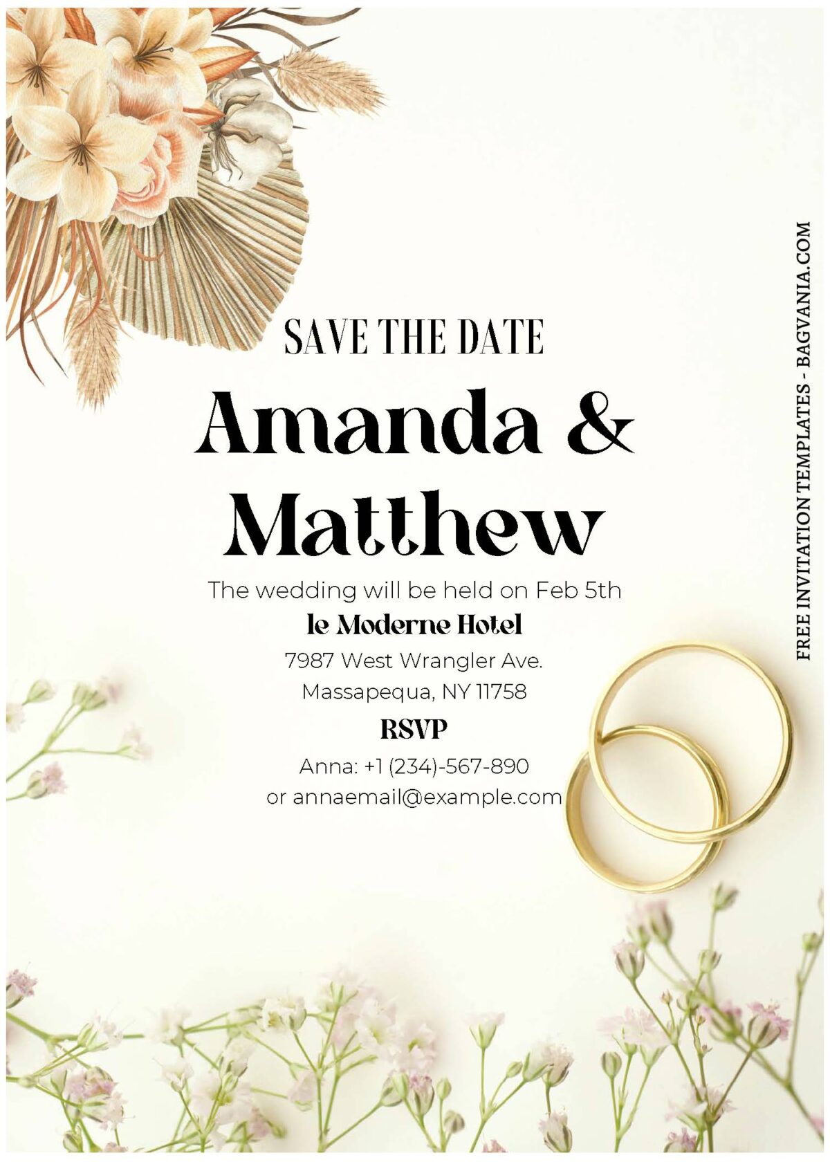 (Free Editable PDF) Modest Watercolor Botanical Wedding Invitation Templates 