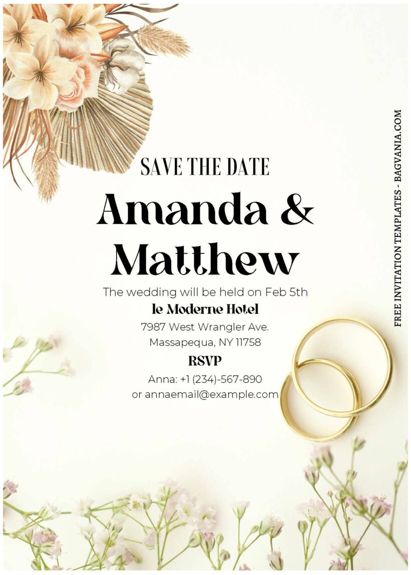 (Free Editable PDF) Modest Watercolor Botanical Wedding Invitation ...