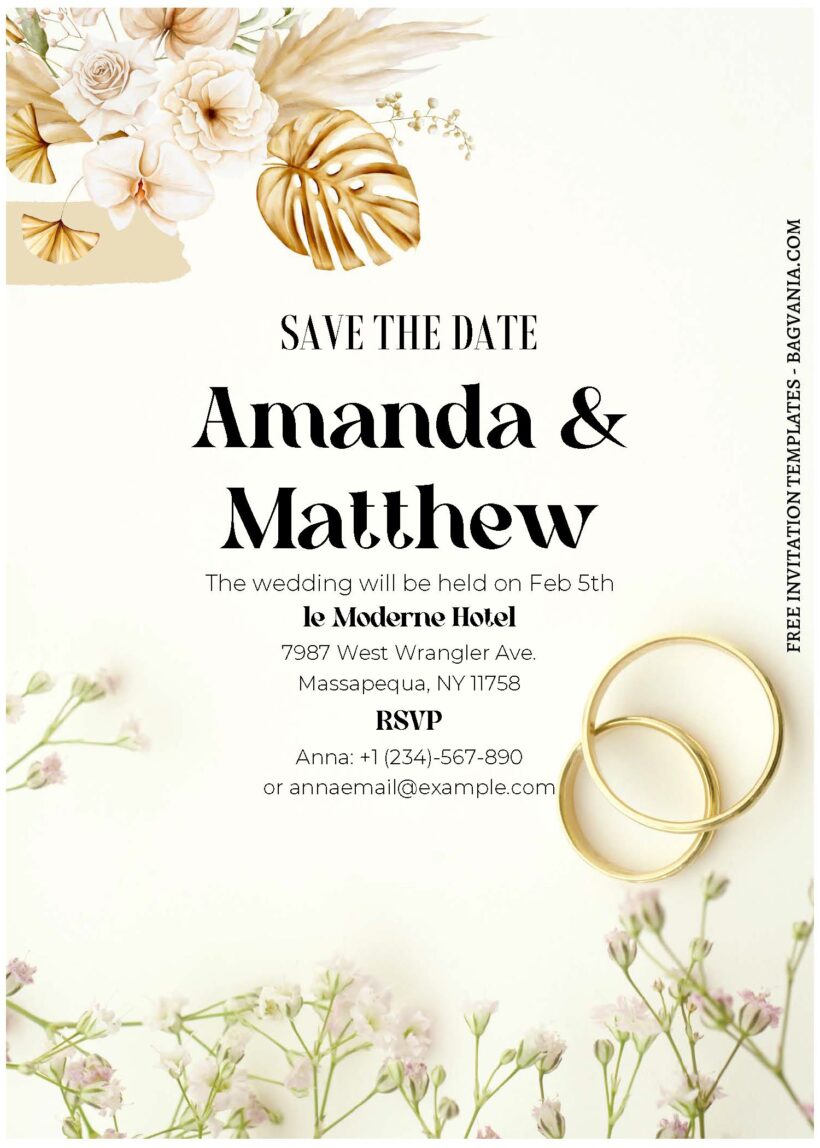 (Free Editable PDF) Modest Watercolor Botanical Wedding Invitation ...