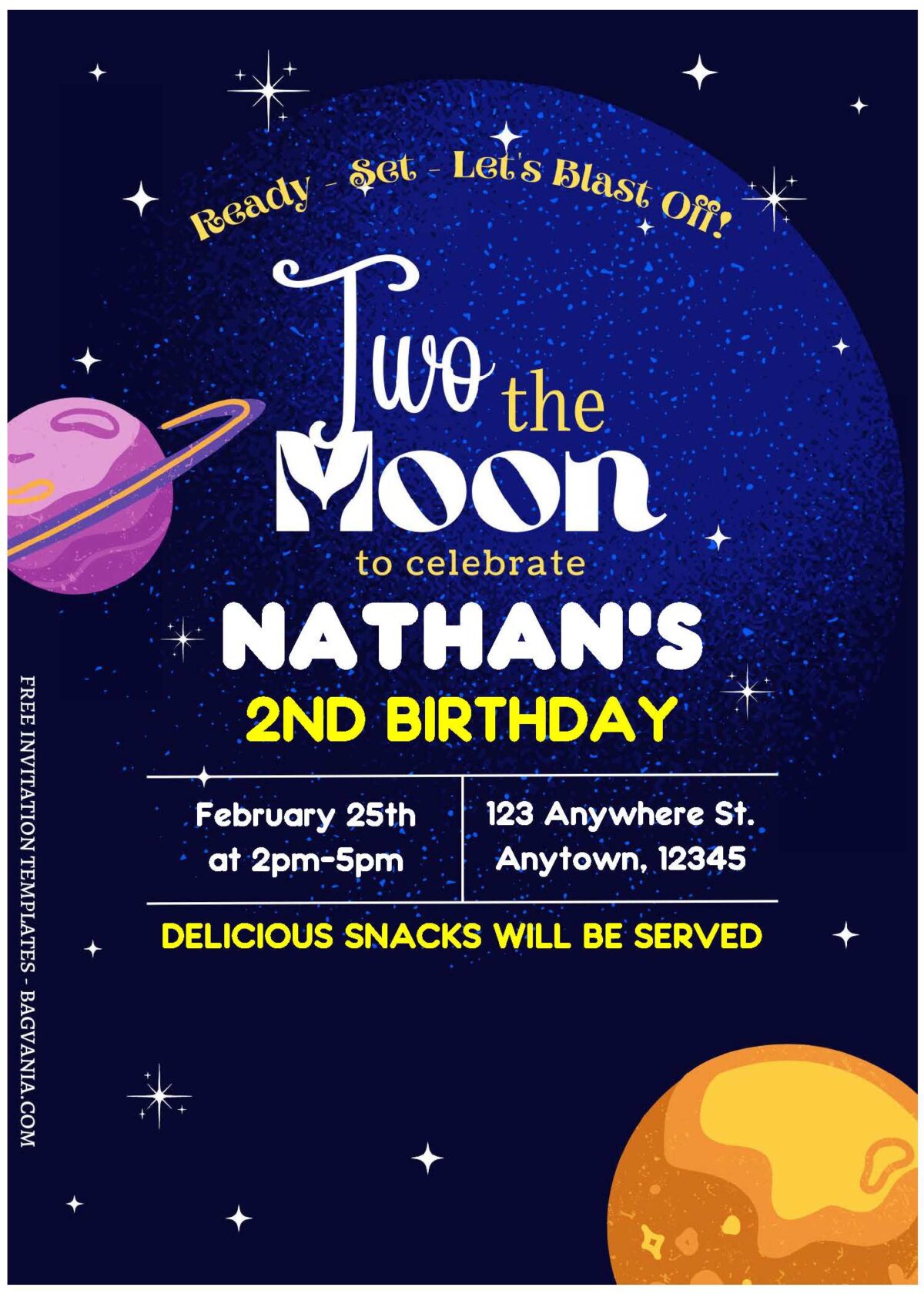 (Free Editable PDF) Beautiful Moon And Star Birthday Invitation Templates