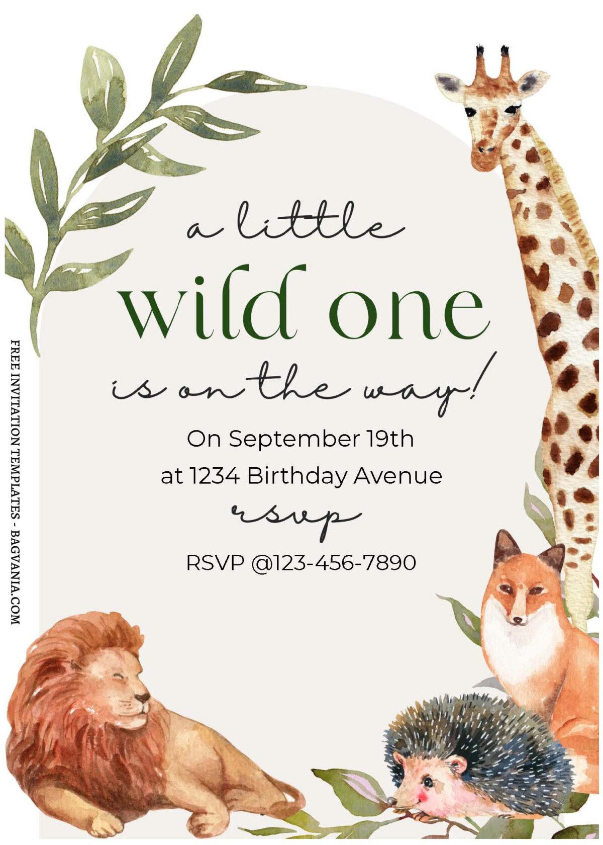 (Free Editable PDF) Greenery Wild One Birthday Invitation Templates with 