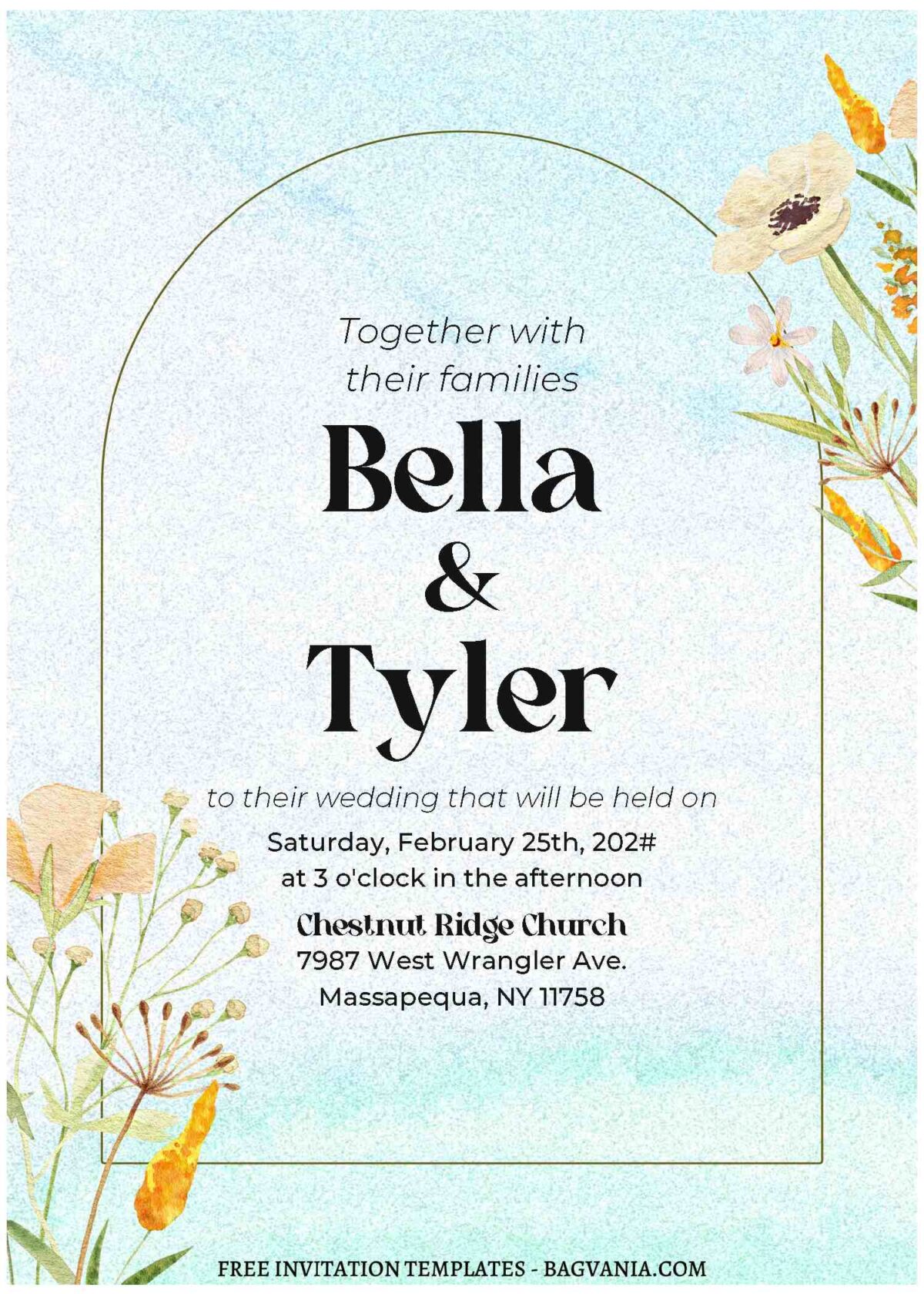 (Free Editable PDF) Autumn Wildflower Wedding Invitation Templates C