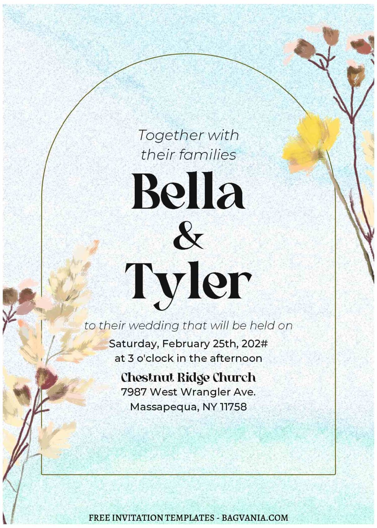 (Free Editable PDF) Autumn Wildflower Wedding Invitation Templates B