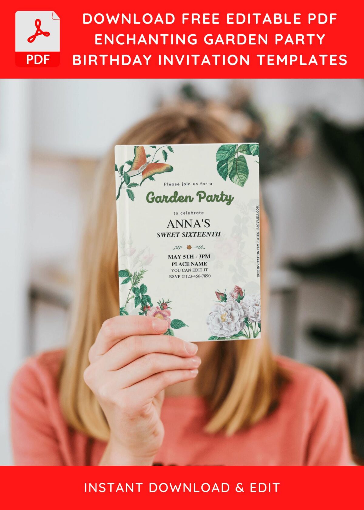 (Free Editable PDF) Stylish Garden Floral Birthday Invitation Templates J