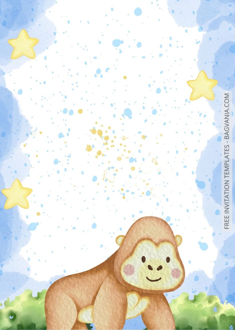 Blank Starry Animals Baby Shower Invitation Templates Eight
