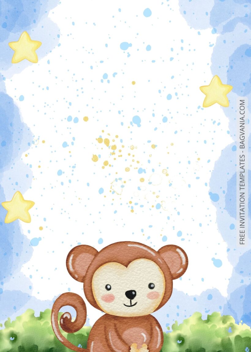 Blank Starry Animals Baby Shower Invitation Templates Five