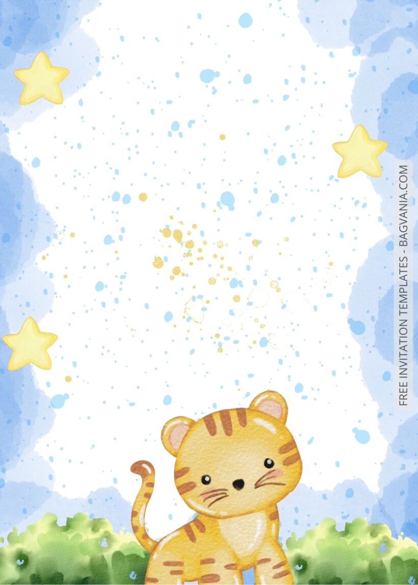 Blank Starry Animals Baby Shower Invitation Templates FOur
