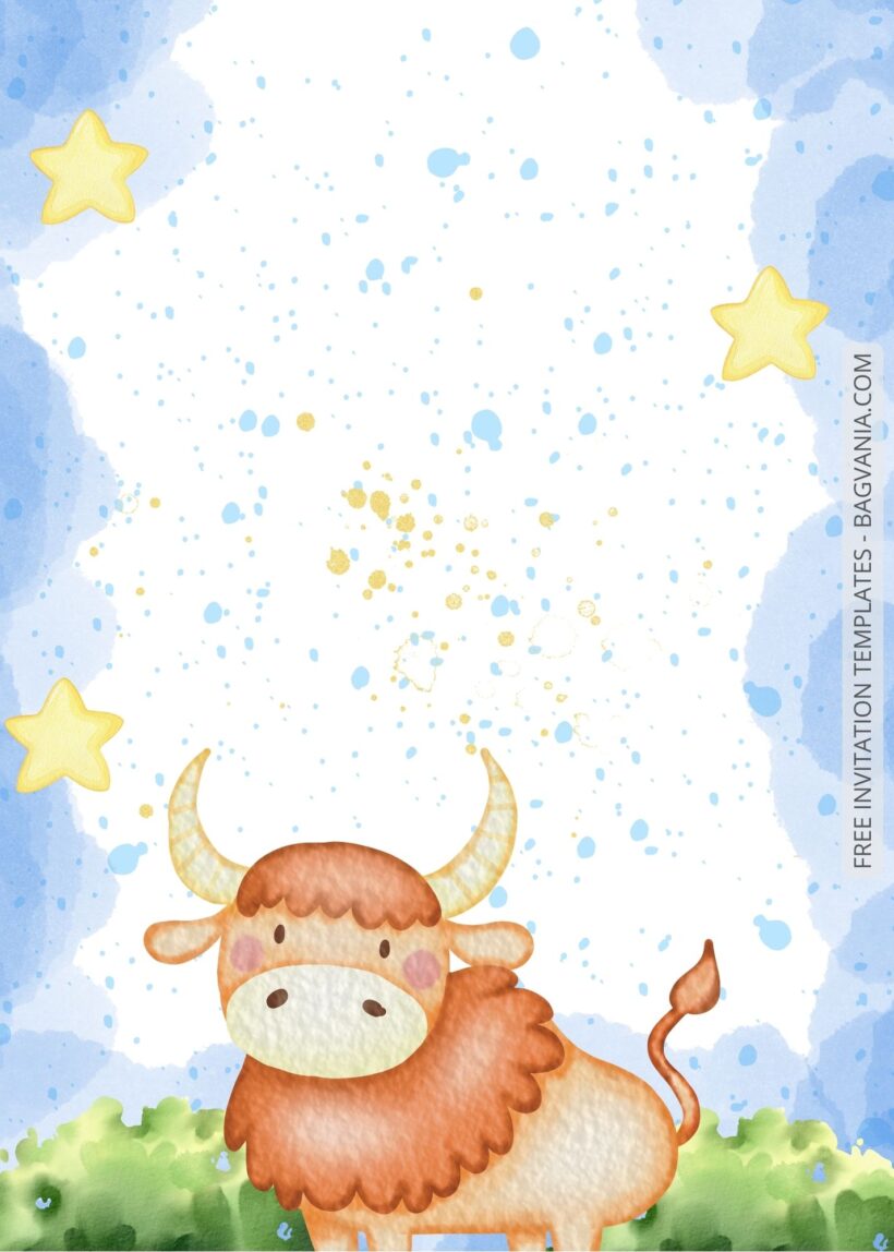 Blank Starry Animals Baby Shower Invitation Templates Nine