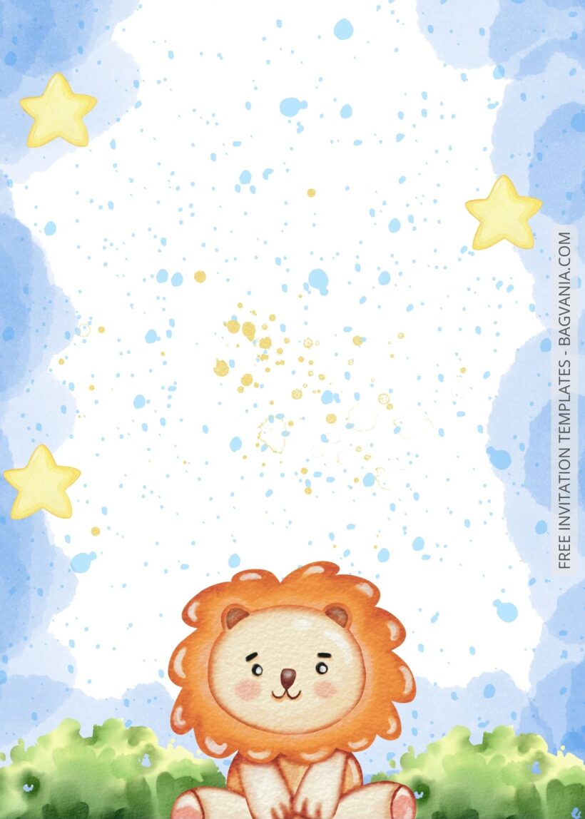 Blank Starry Animals Baby Shower Invitation Templates One