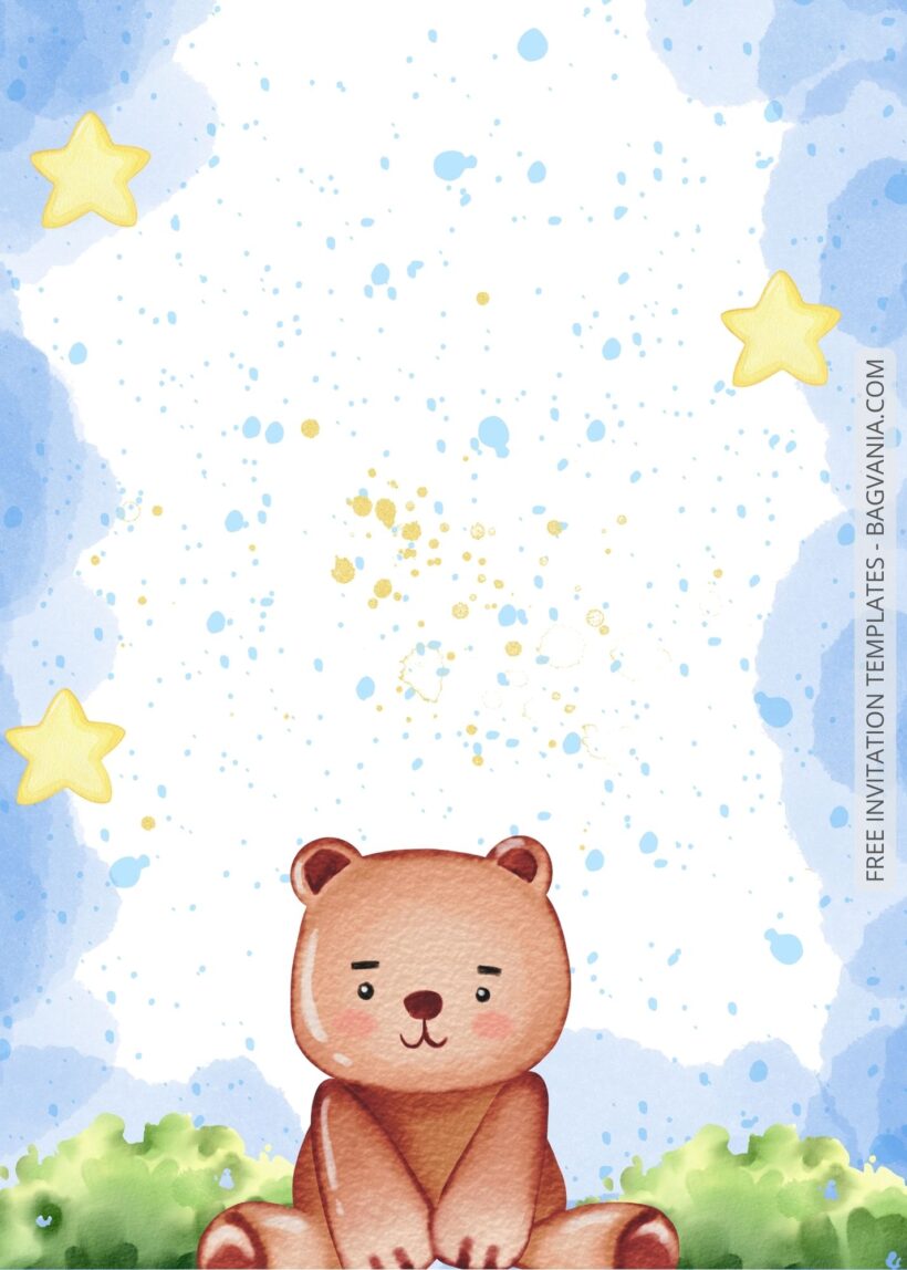Blank Starry Animals Baby Shower Invitation Templates THree