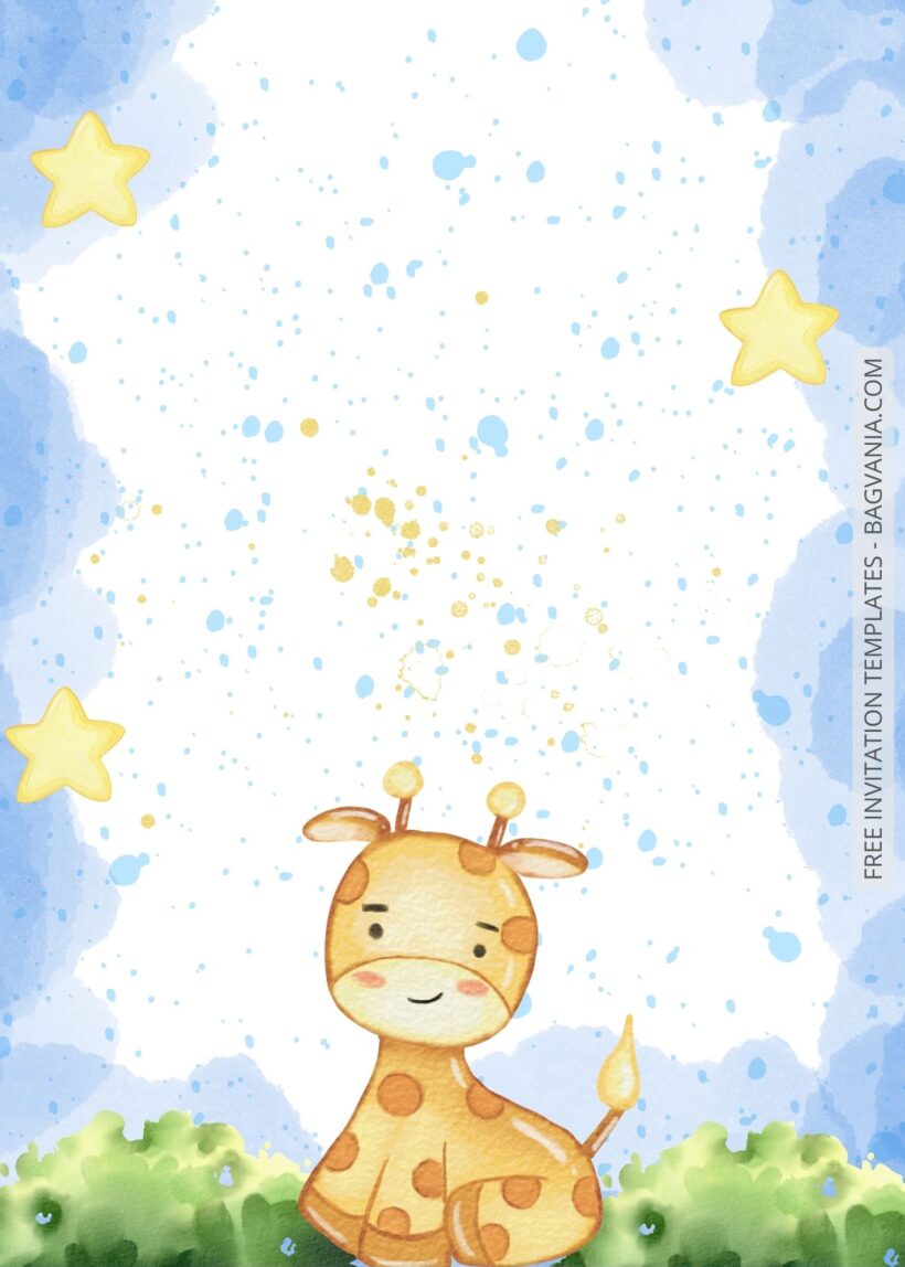 Blank Starry Animals Baby Shower Invitation Templates Two