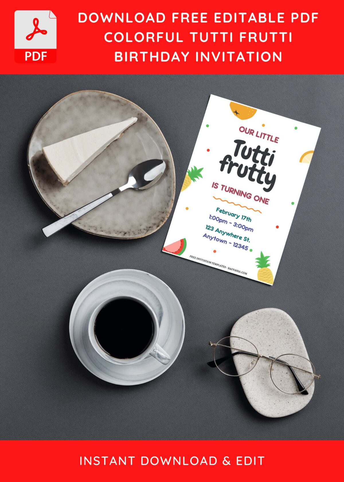 (Free Editable PDF) Fun Tutti Frutti Birthday Invitation Templates G