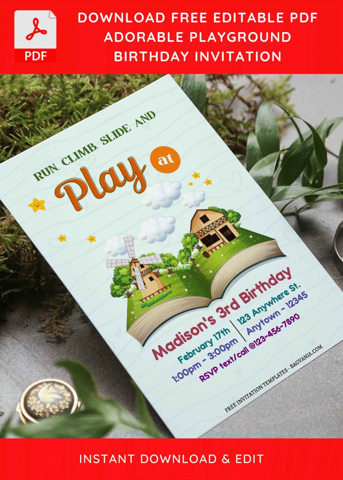 (Free Editable PDF) Fun Outdoor Playground Birthday Invitation Templates F