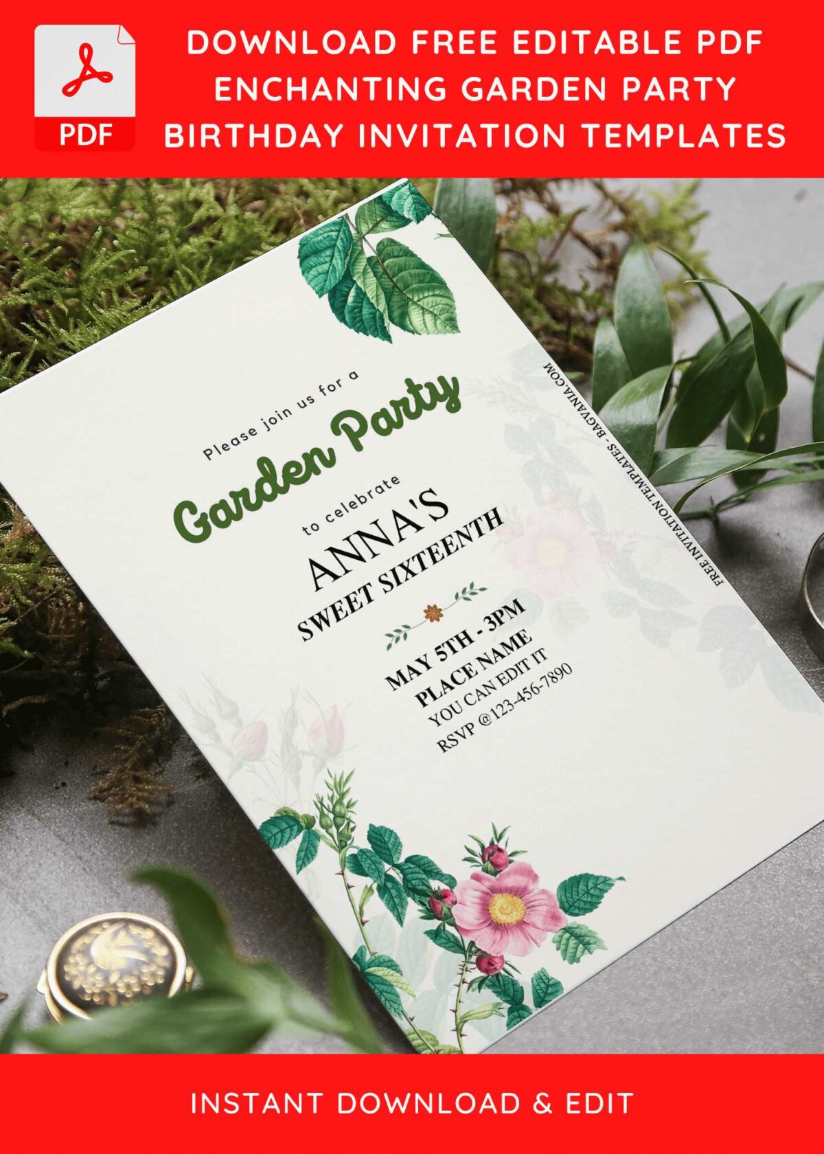 (Free Editable PDF) Stylish Garden Floral Birthday Invitation Templates F