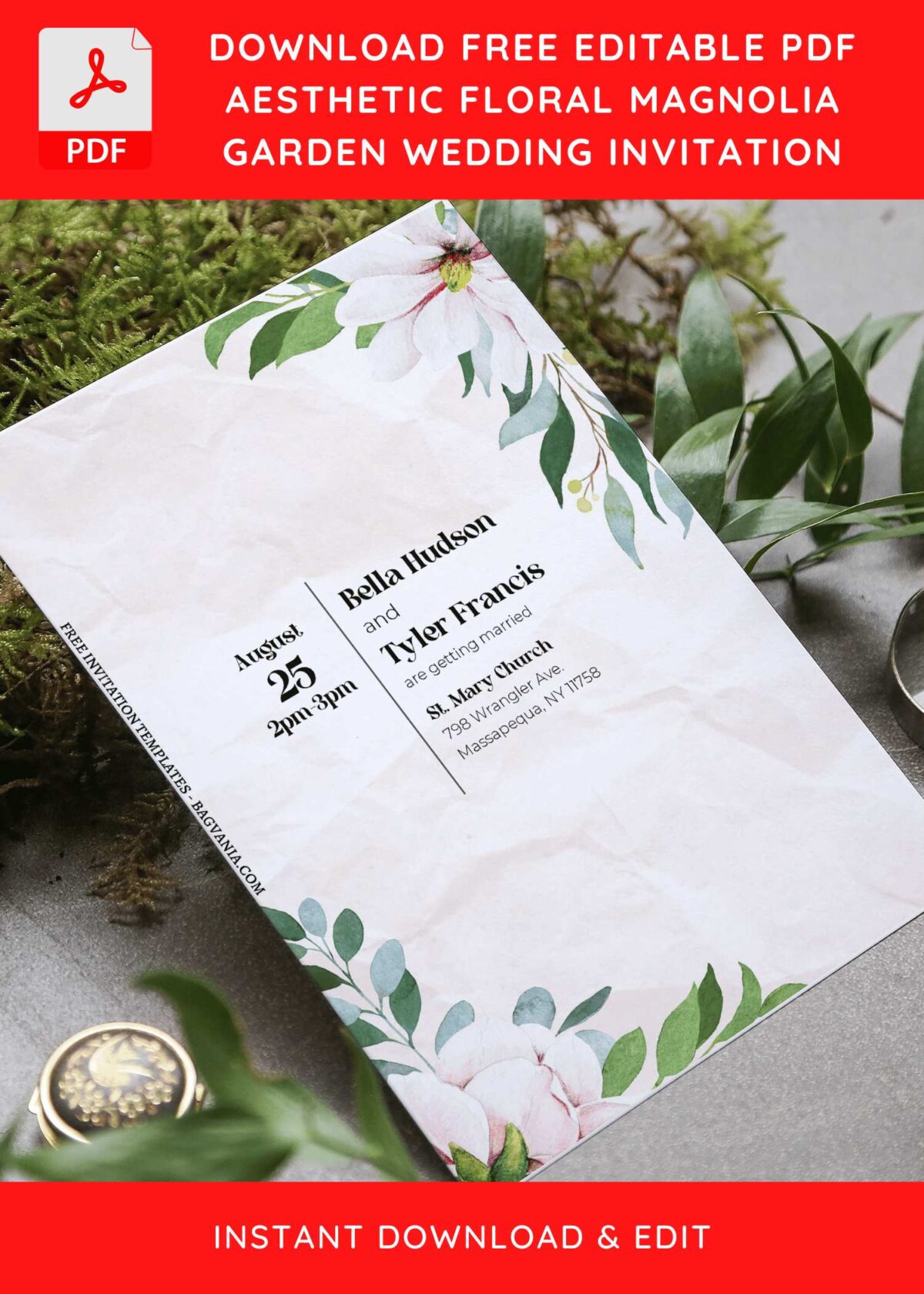 (Free Editable PDF) Elegant Soft Floral Wedding Invitation Templates F