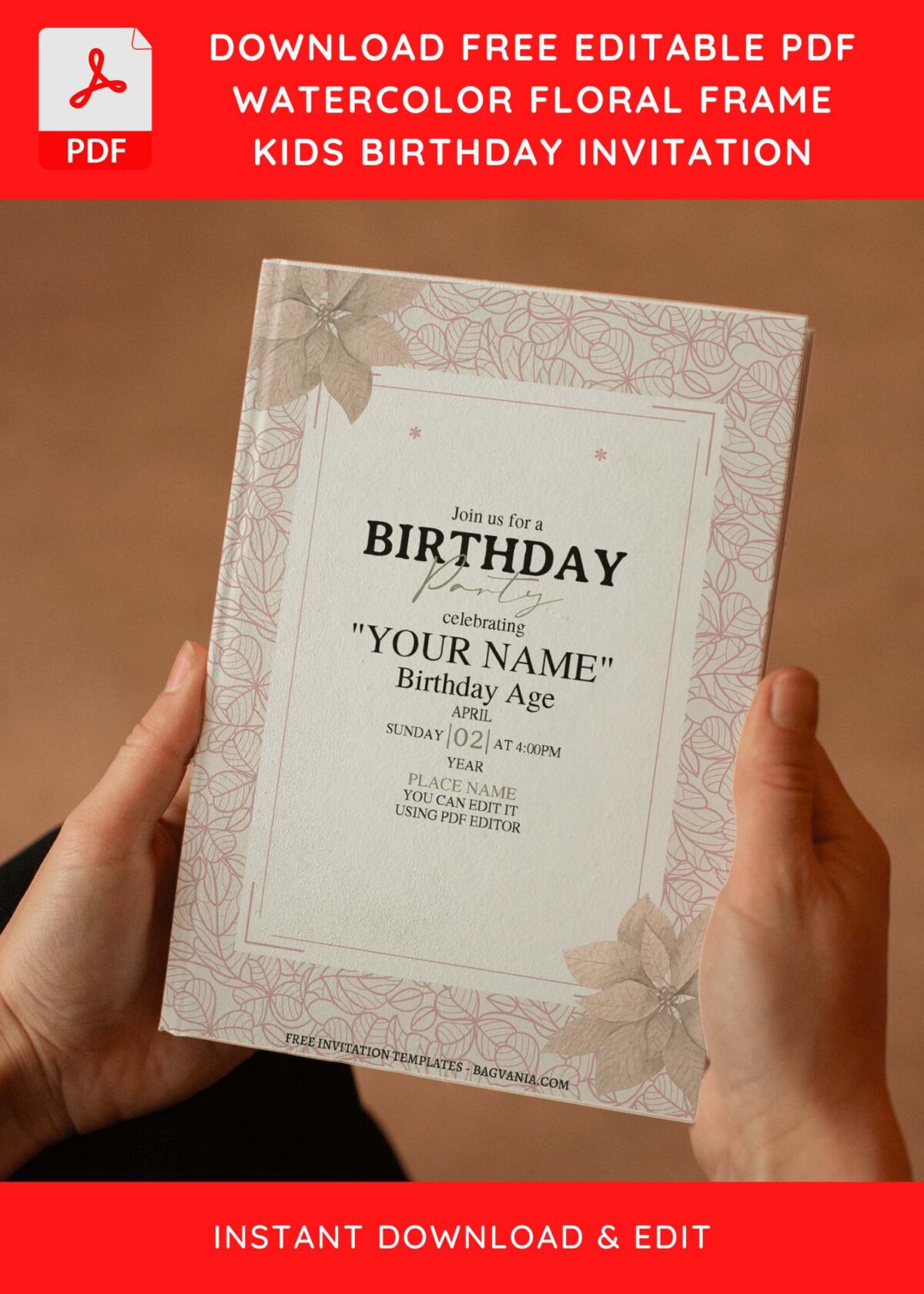 (Free Editable PDF) Gorgeous Floral Chic Birthday Invitation Templates D