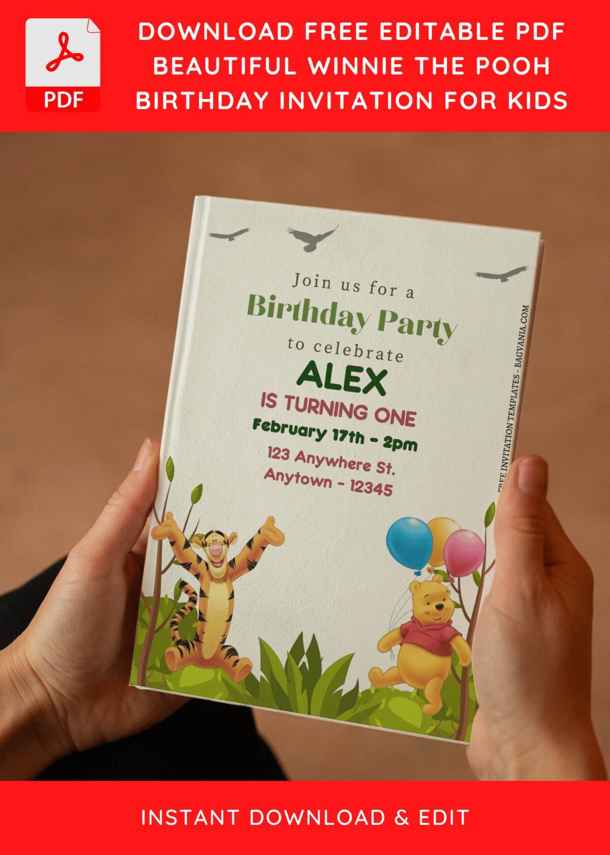 (Free Editable PDF) Easter Winnie The Pooh Birthday Invitation Templates E