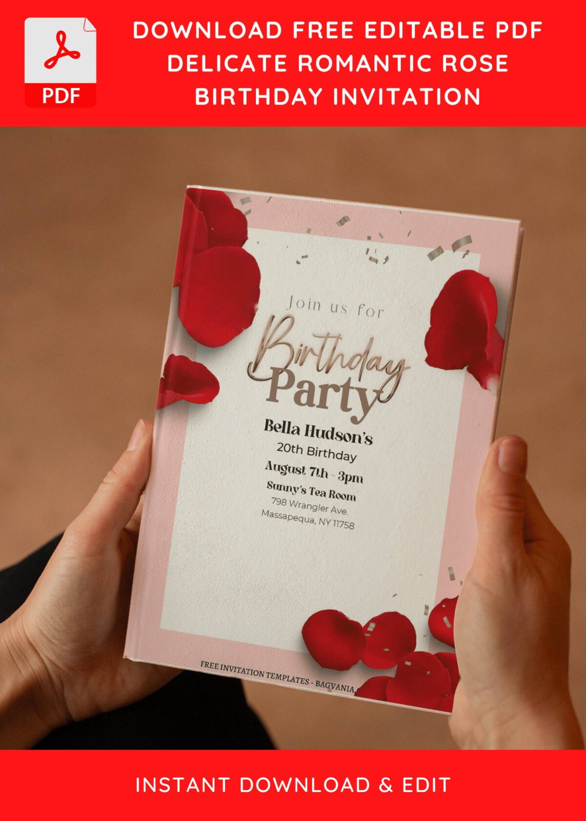 (Free Editable PDF) Everlasting Love Rose Birthday Invitation Templates E