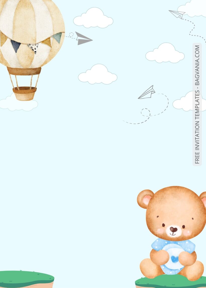 Blank Adorable Teddy Bear Baby Shower Invitation Templates Five