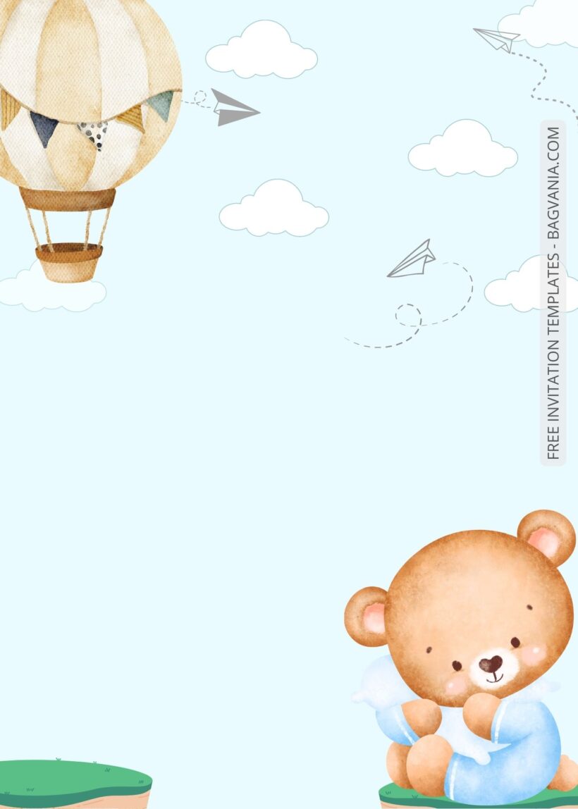 Blank Adorable Teddy Bear Baby Shower Invitation Templates Three