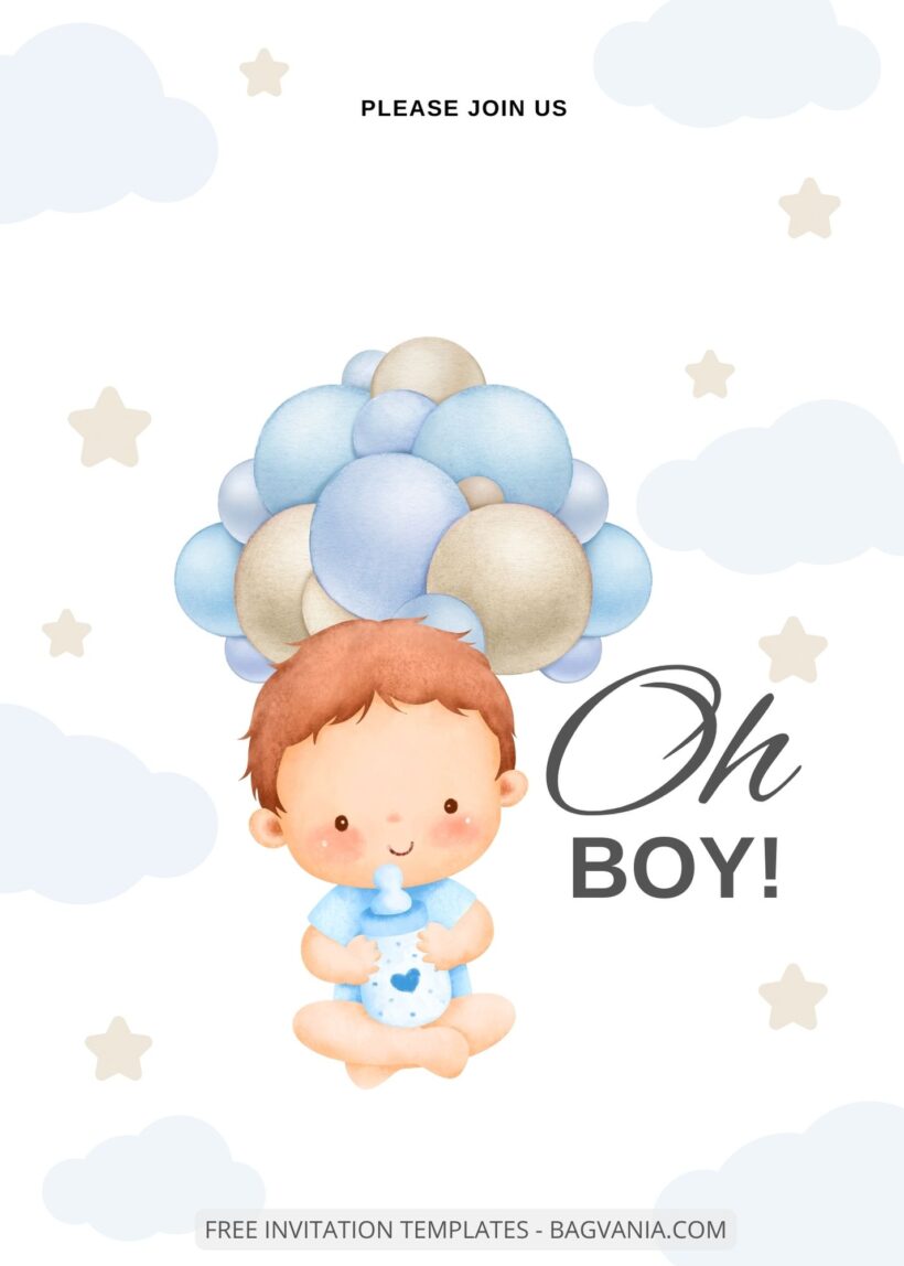Blank Sleepy Boy Baby Shower Invitation Templates Five