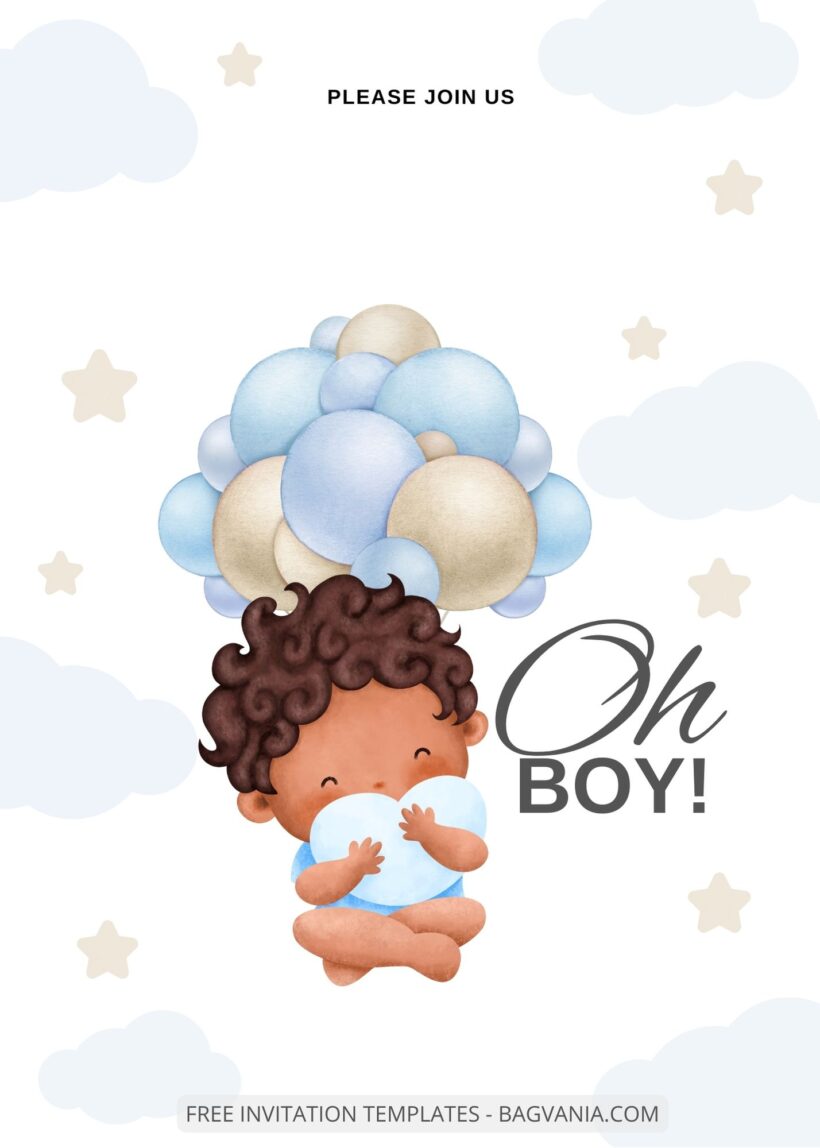 Blank Sleepy Boy Baby Shower Invitation Templates FOur