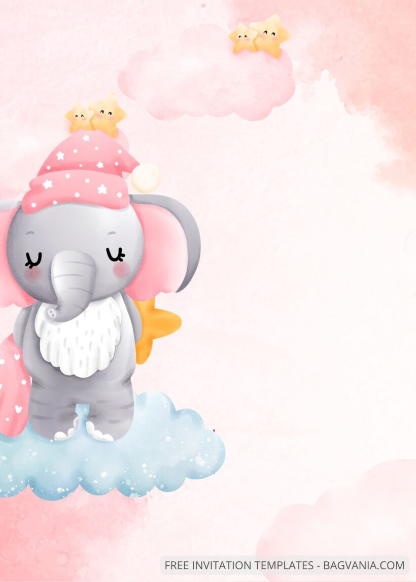 Blank Dreamy Pink Baby Shower Invitation Templates Three