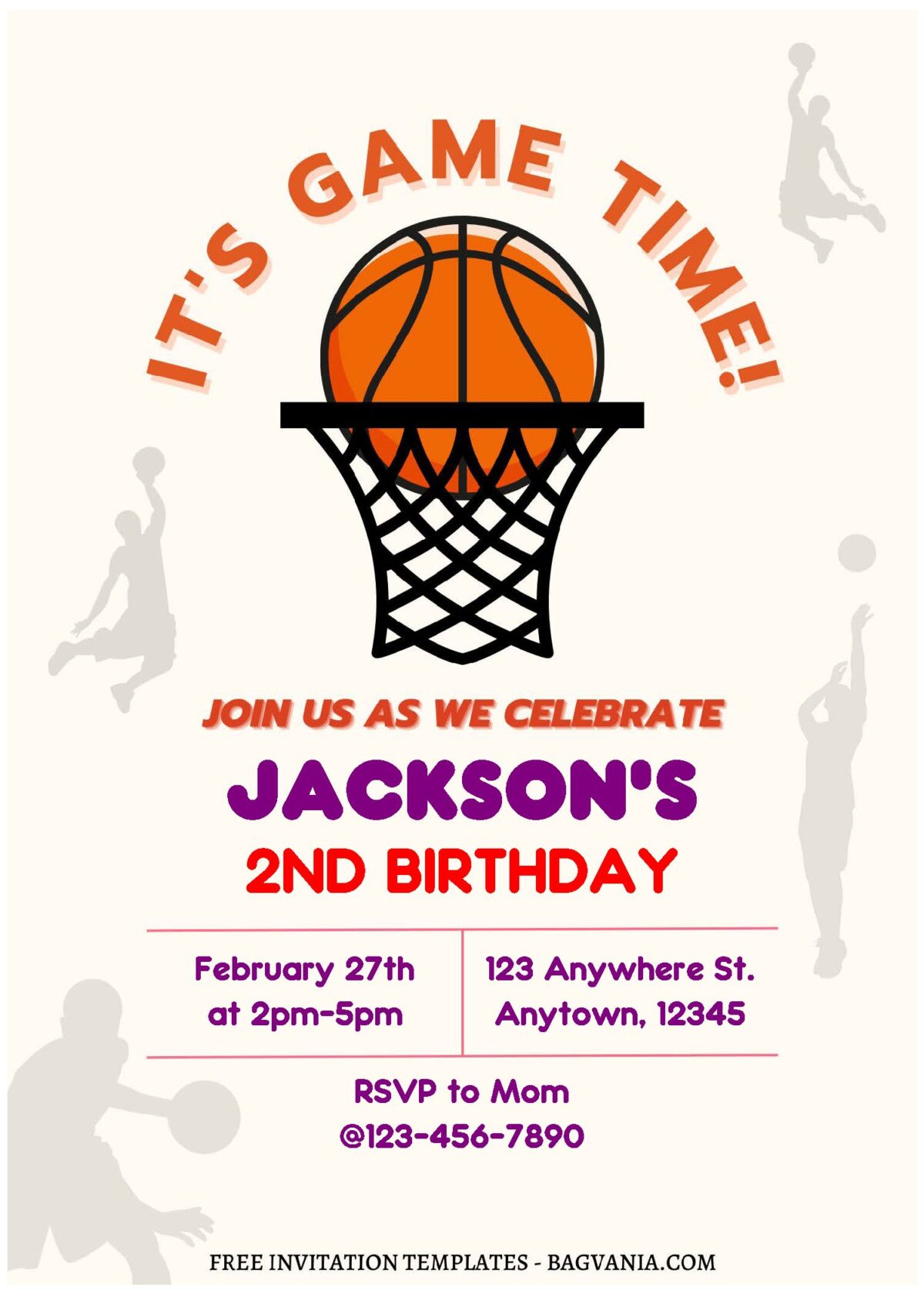(Free Editable PDF) Game Time Basketball Birthday Invitation Templates A