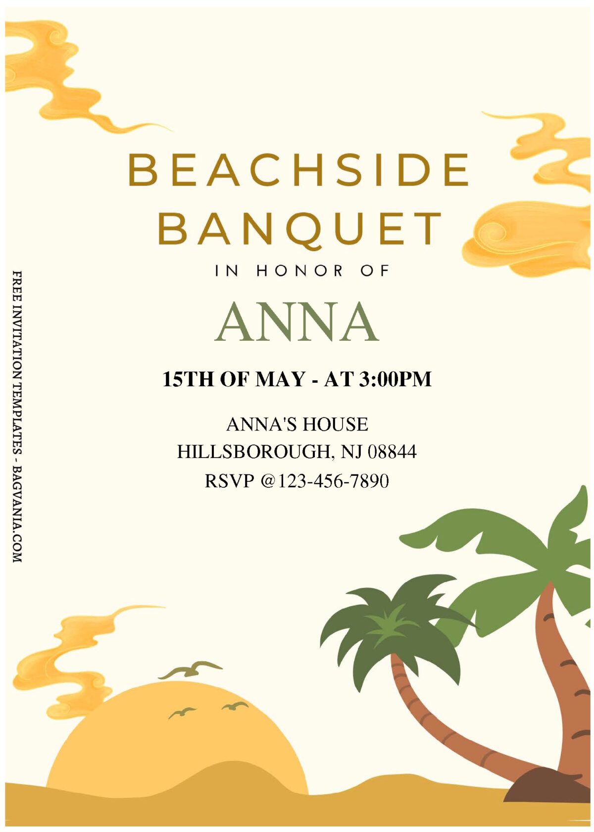 (Free Editable PDF) Summer Beachside Banquet Birthday Invitation Templates A