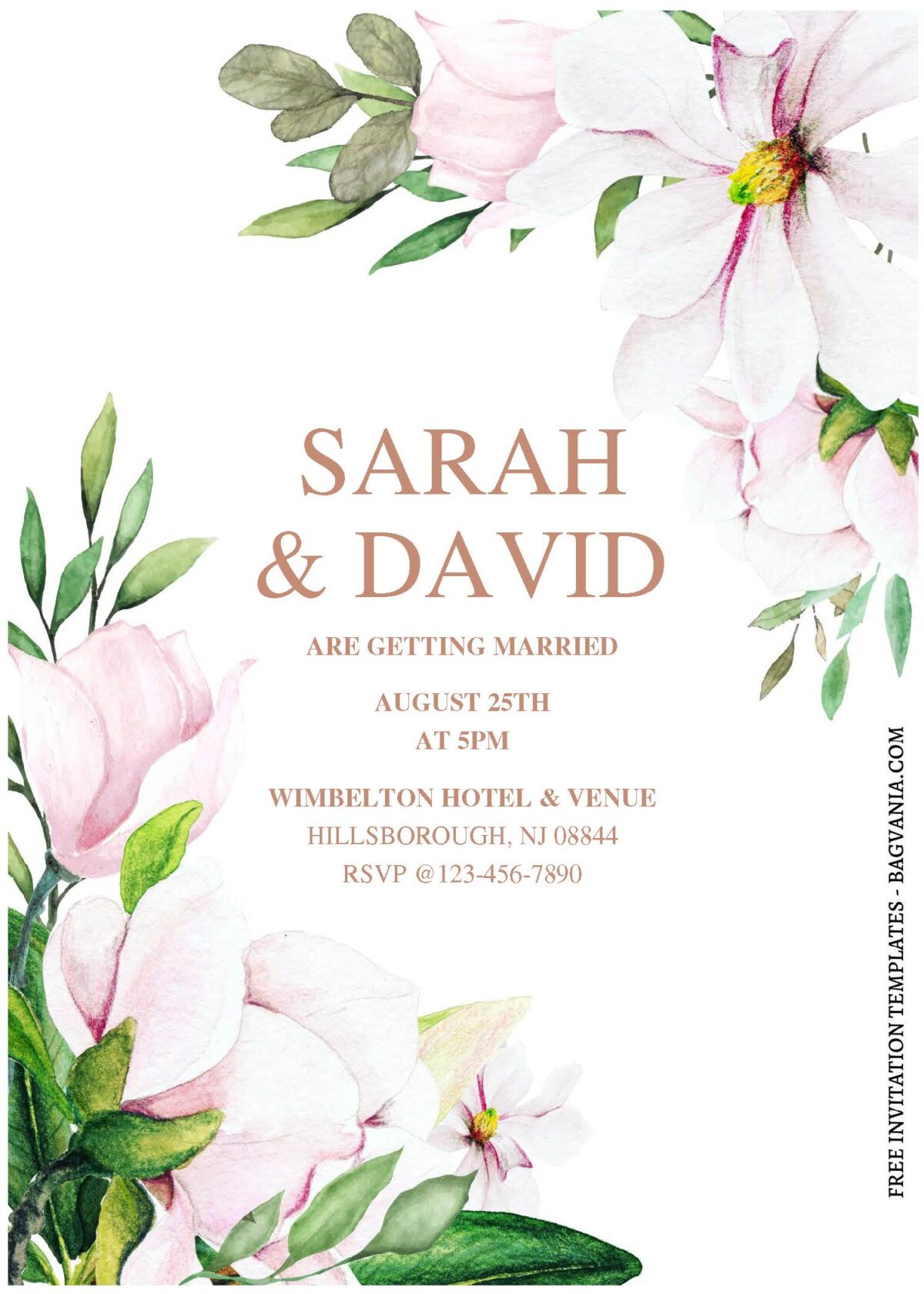(Free Editable PDF) Blissful Romantic Garden Floral Wedding Invitation Templates C