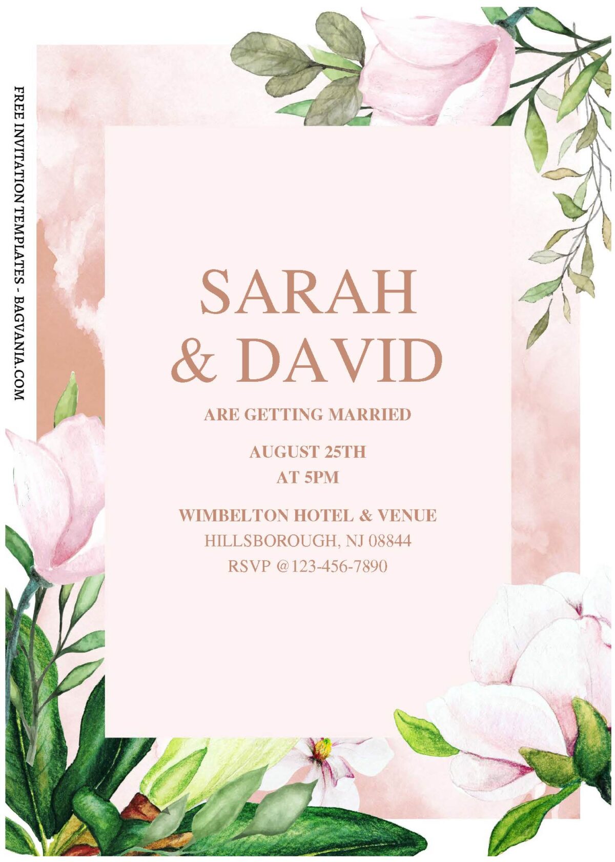 (Free Editable PDF) Blissful Romantic Garden Floral Wedding Invitation Templates A