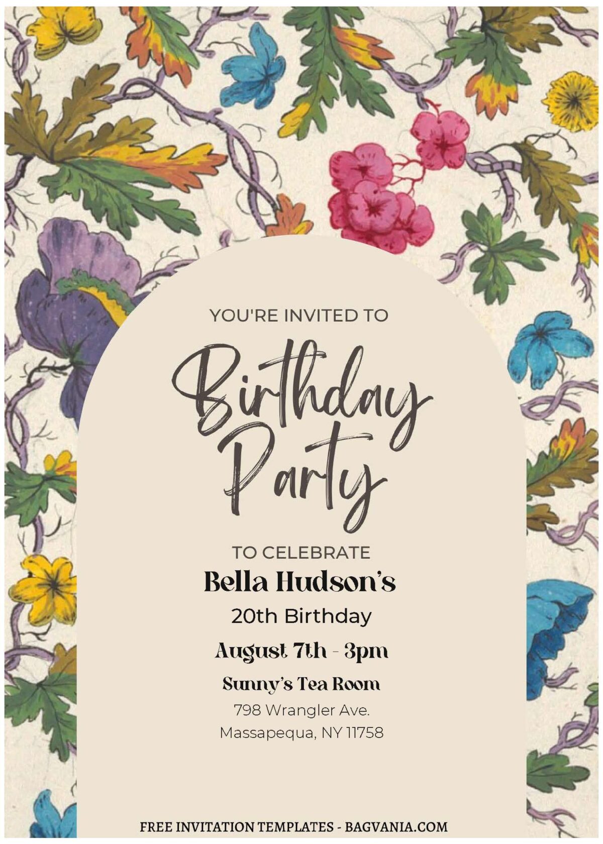 (Free Editable PDF) Blooming Colorful Floral Birthday Invitation Templates A