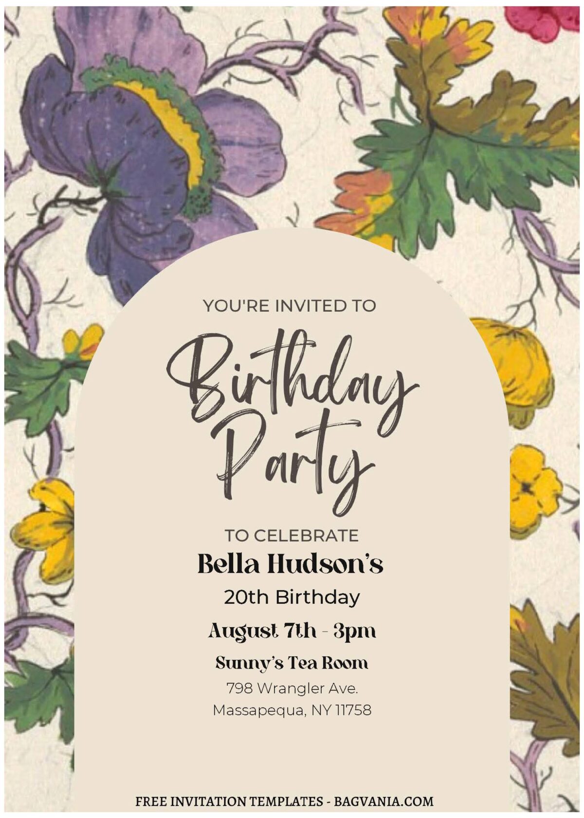 (Free Editable PDF) Blooming Colorful Floral Birthday Invitation Templates C